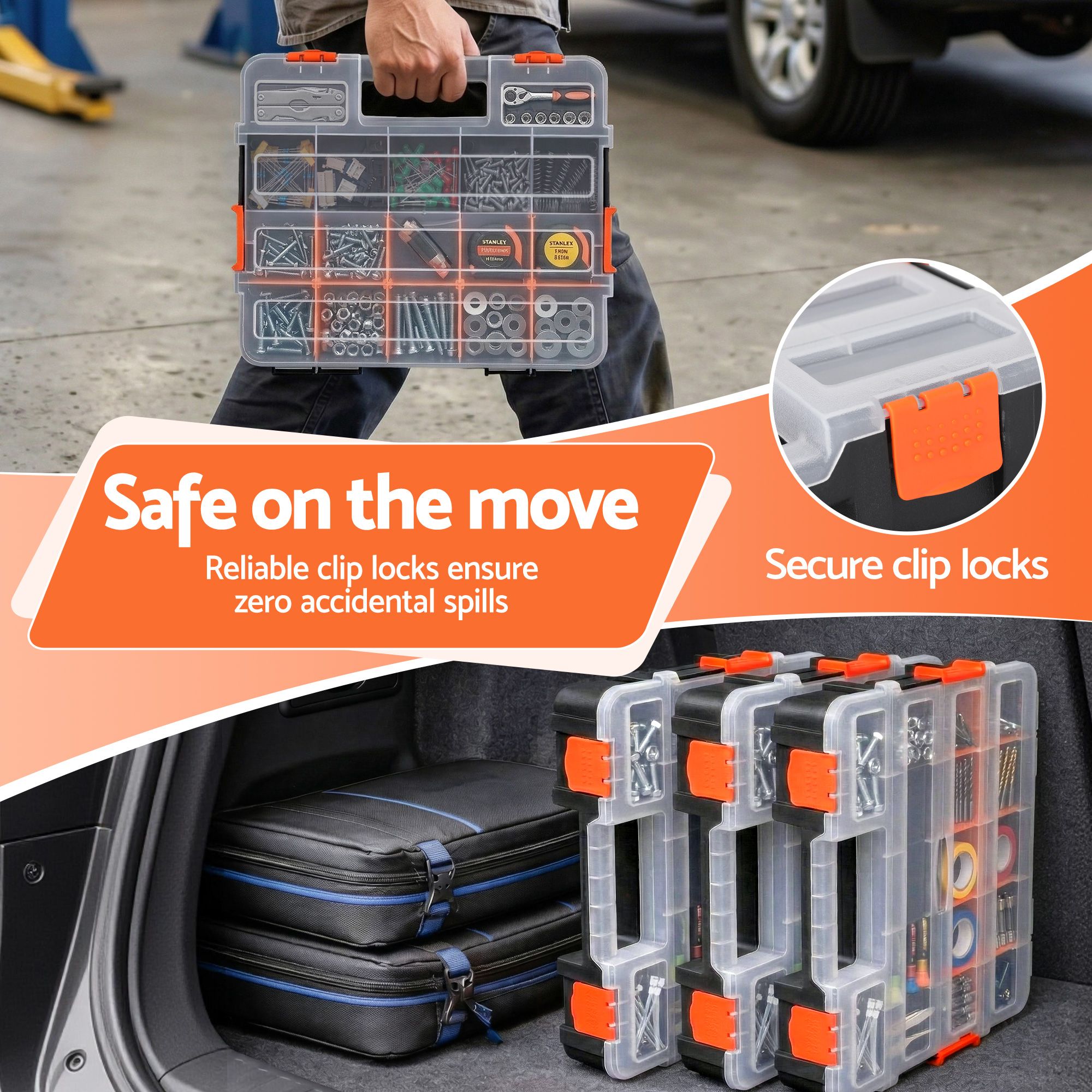 Giantz 3 Pack Tool Box Organizer with Hardware Storage Box for Small Parts - Image 7