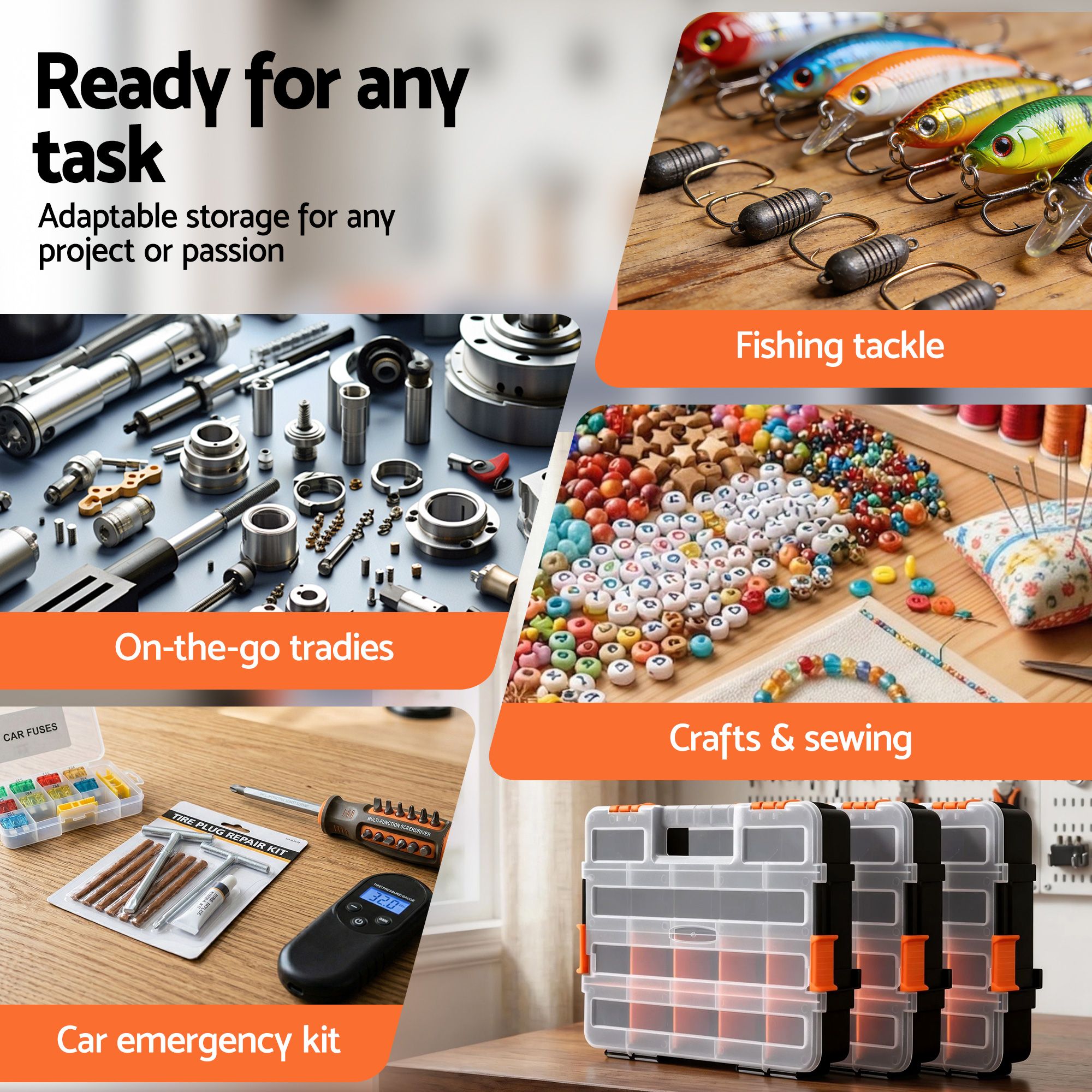 Giantz 3 Pack Tool Box Organizer with Hardware Storage Box for Small Parts - Image 8