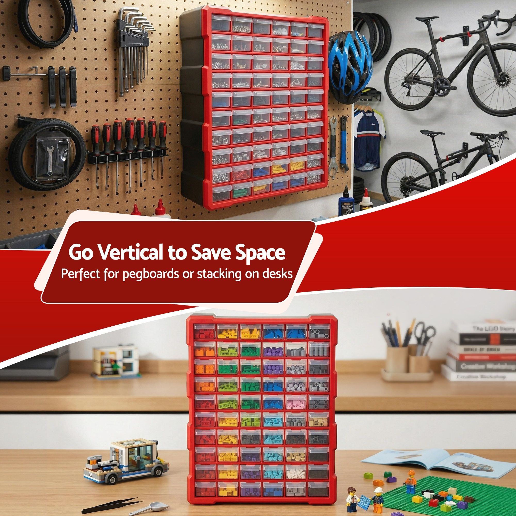 Giantz 60-Drawer Tool Storage Cabinet, Anti-Drop Hardware Organizer Storage Box - Image 7