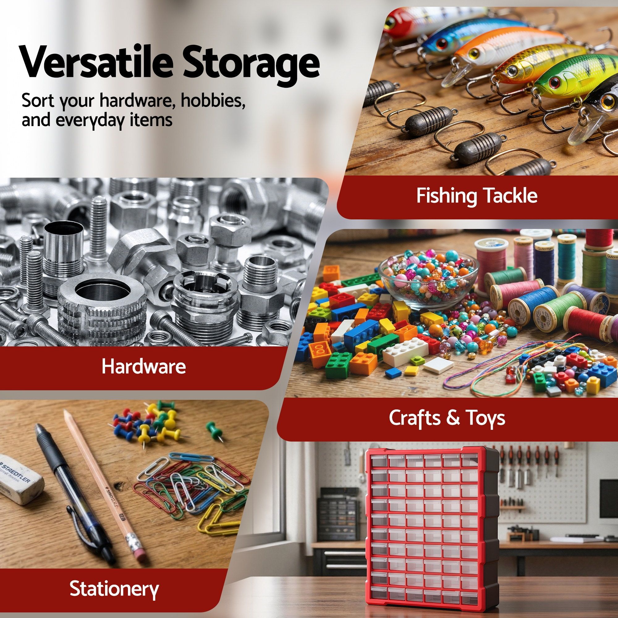 Giantz 60-Drawer Tool Storage Cabinet, Anti-Drop Hardware Organizer Storage Box - Image 8
