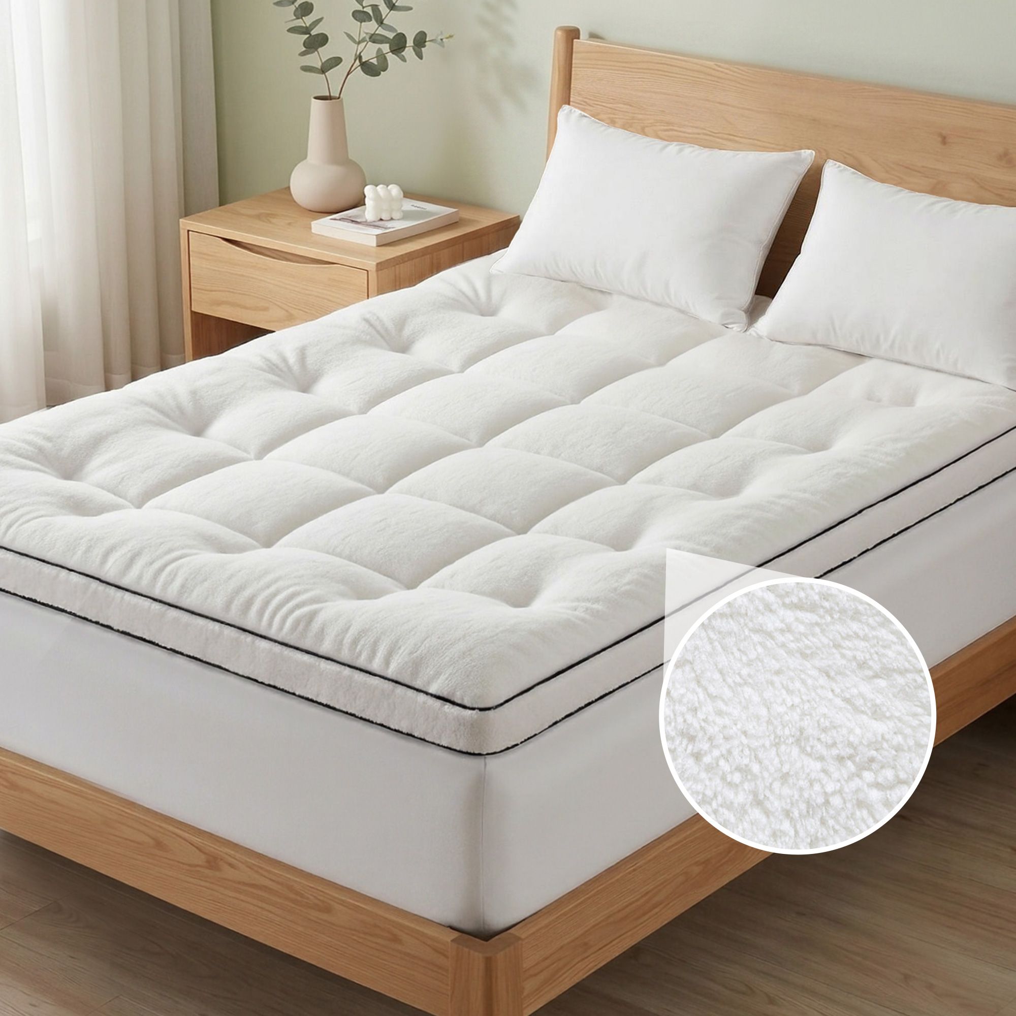 Giselle Bedding Double Mattress Topper 5cm Coral Fleece - Image 1
