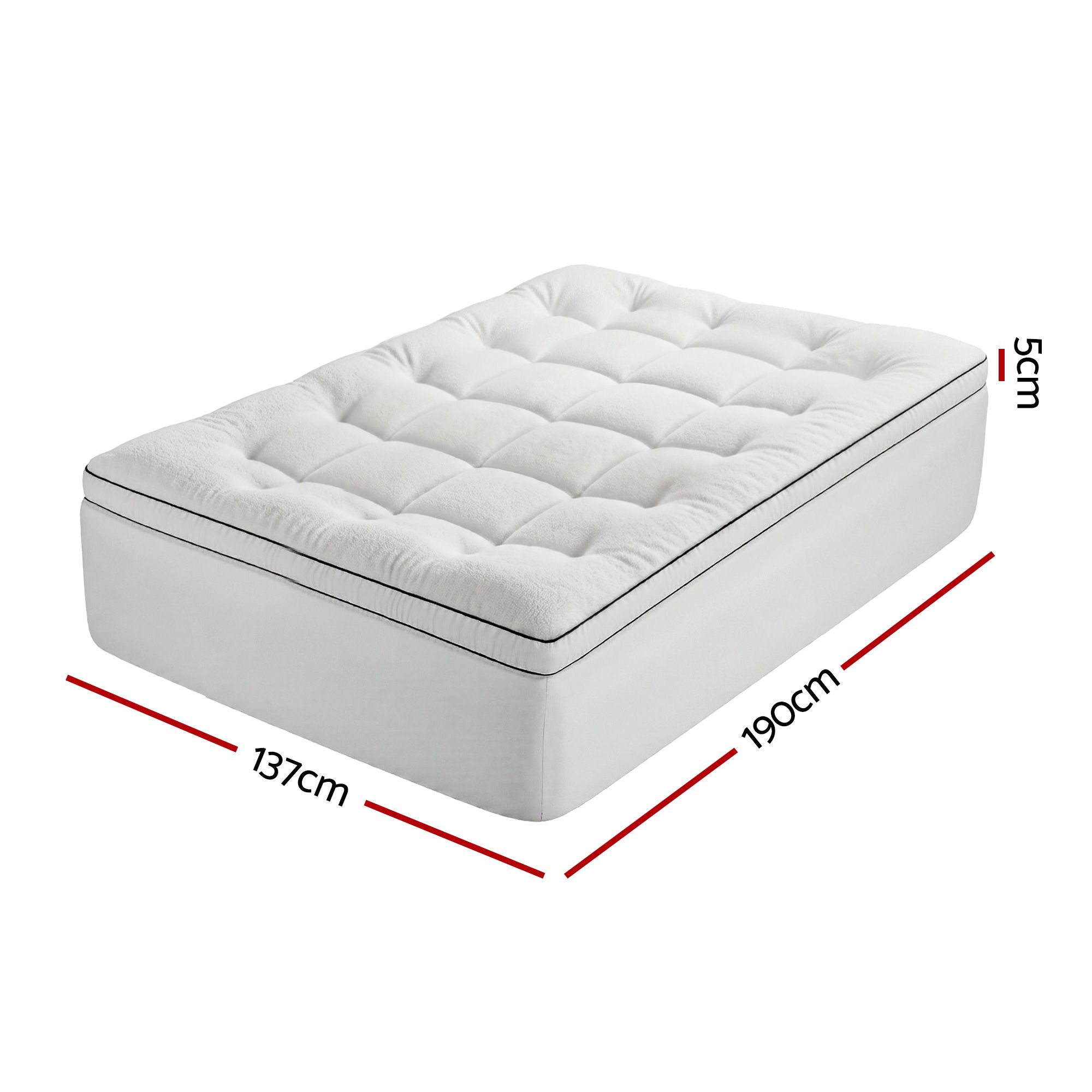 Giselle Bedding Double Mattress Topper 5cm Coral Fleece - Image 3