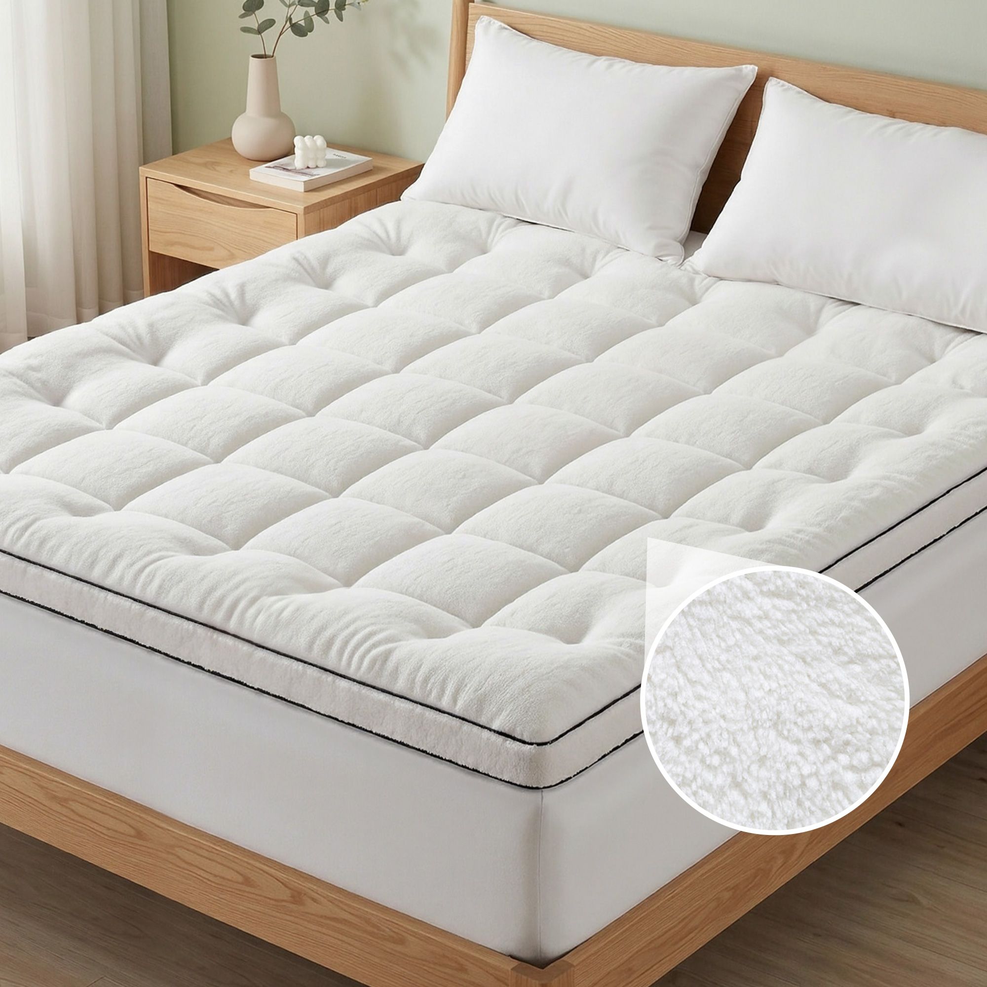 Giselle Bedding King Mattress Topper 5cm Coral Fleece - Image 1