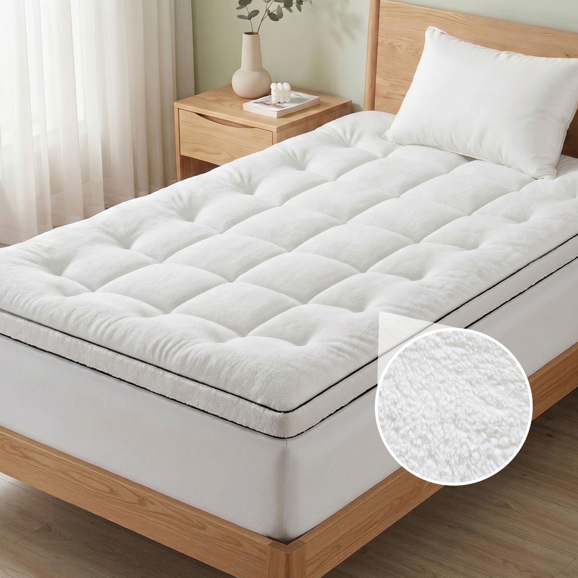 Giselle Bedding King Single Mattress Topper 5cm Coral Fleece - Image 1