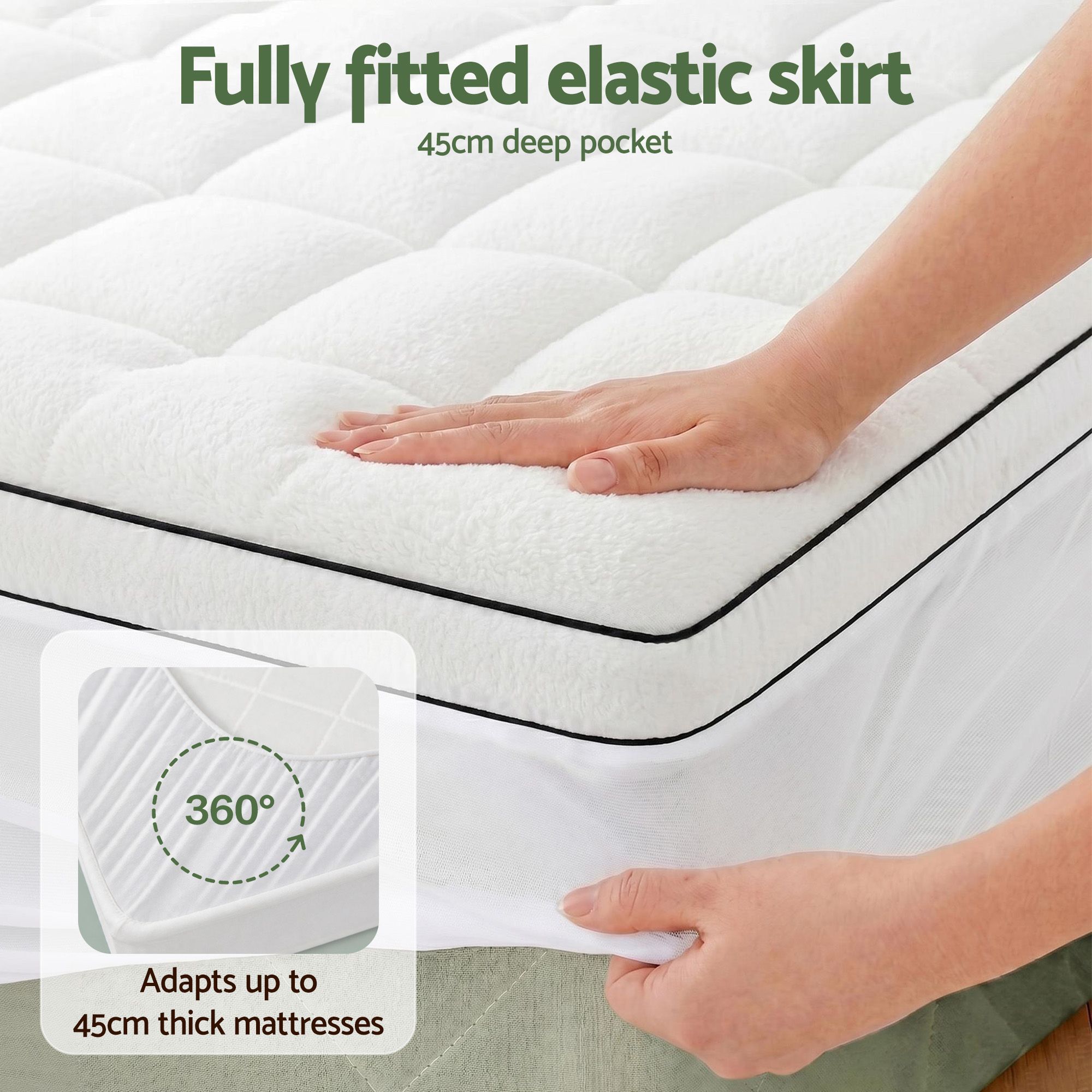 Giselle Bedding King Single Mattress Topper 5cm Coral Fleece - Image 8