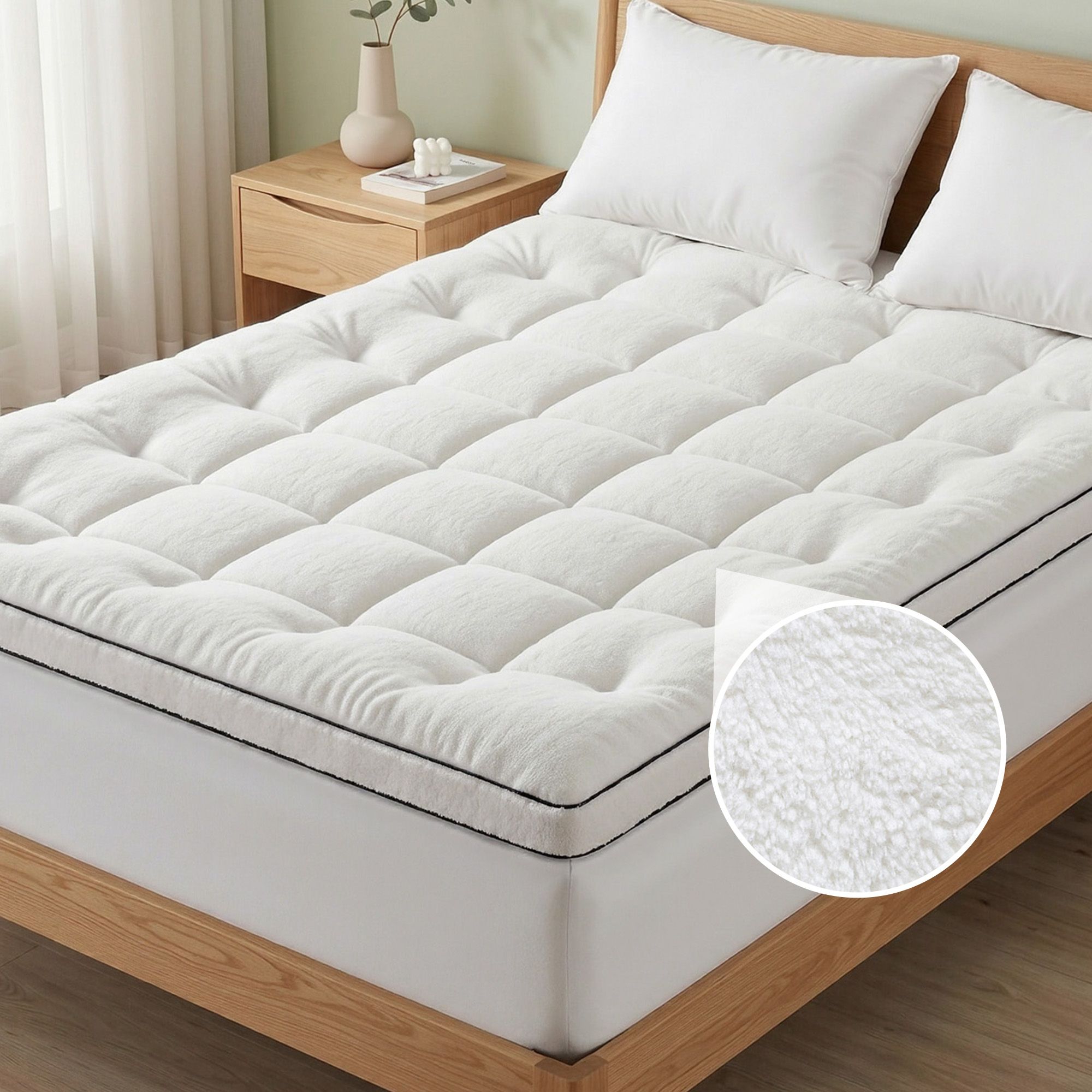 Giselle Bedding Queen Mattress Topper 5cm Coral Fleece - Image 1