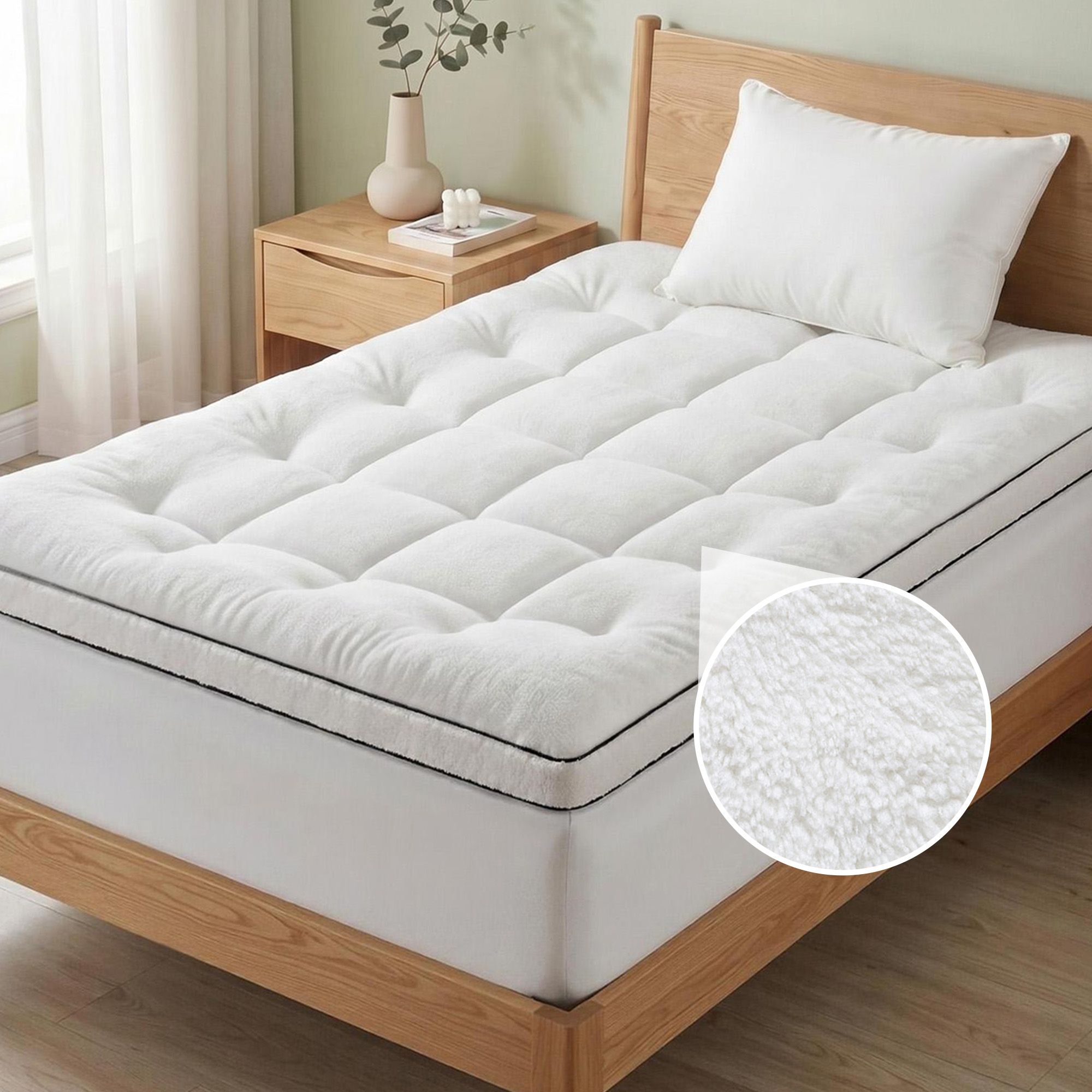 Giselle Bedding Single Mattress Topper 5cm Coral Fleece - Image 1