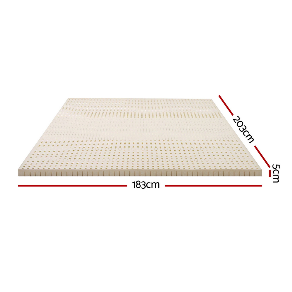 Giselle Bedding Latex Mattress Topper, 5cm Thick Cooling Bed Pad for Side Sleepers Pain Relief, 7 Zone Foldable Mat with Washable Cover for Guest Room Bedroom King - Image 2