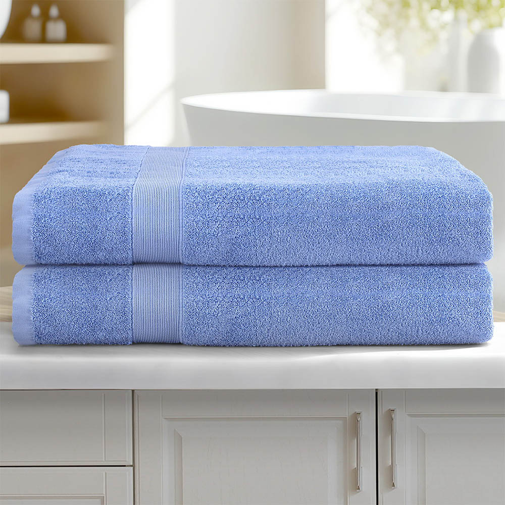 2 Pack Bath Sheets Set Cotton Extra Large Towel Blue - Image 7
