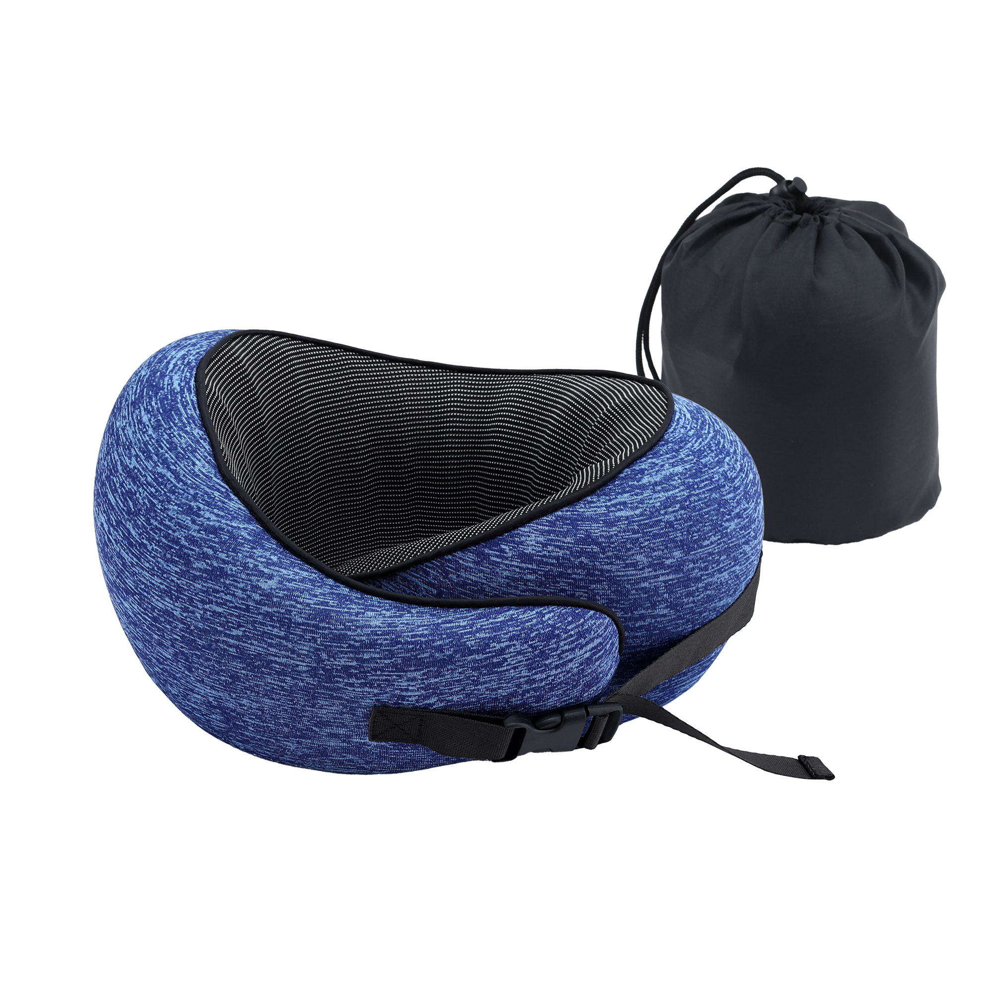 Wanderlite Travel Pillows for Airplanes Ergonomic Memory Foam Neck Pillow, Breathable & Washable Cover, Travel Bag Included, Airplane Pillow for Airplane, Car, Office and Home, Blue - Image 1