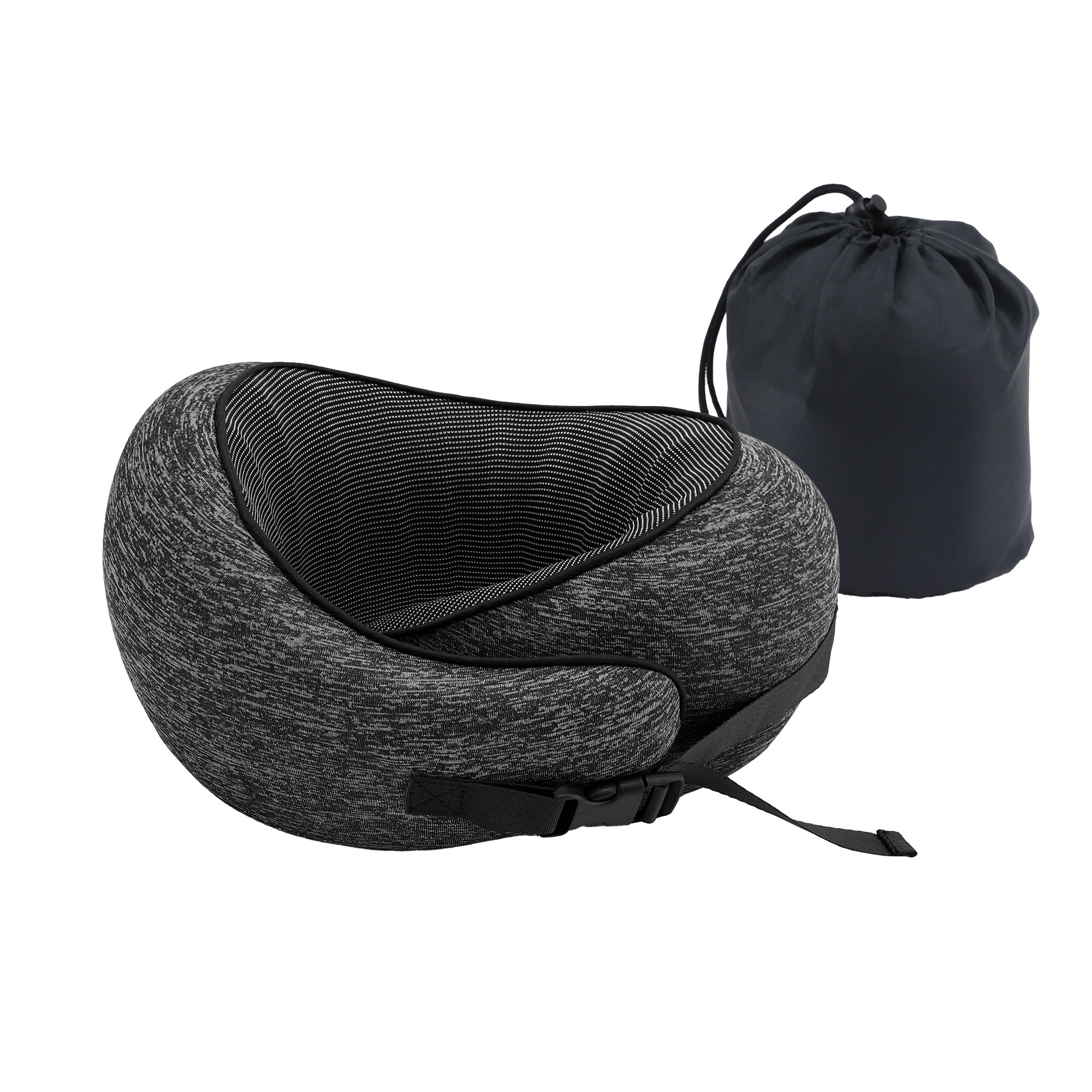 Wanderlite Travel Pillows for Airplanes Ergonomic Memory Foam Neck Pillow, Breathable & Washable Cover, Travel Bag Included, Airplane Pillow for Airplane, Car, Office and Home, Dark Grey - Image 1