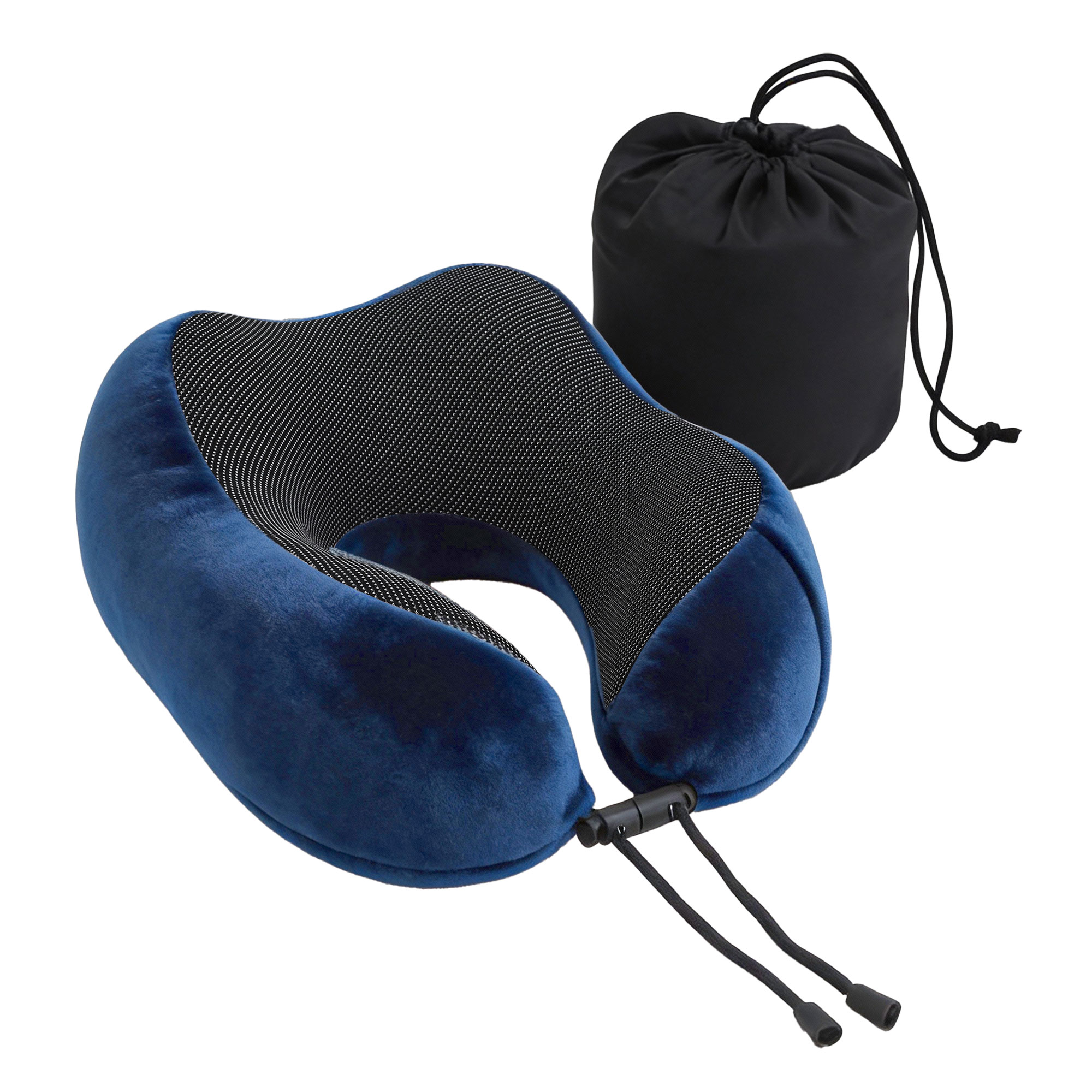 Wanderlite Travel Pillow for Airplanes Memory Foam Neck Pillows for Traveling, Soft & Washable Cover with Storage Bag, Portable Plane Accessories for Airplanes Offices Cars, Blue - Image 1