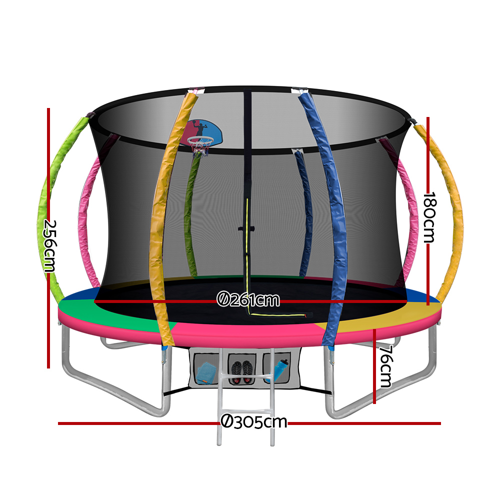 Everfit 10FT Trampoline for Kids w/ Ladder Enclosure Safety Net Rebounder Colors - Image 2