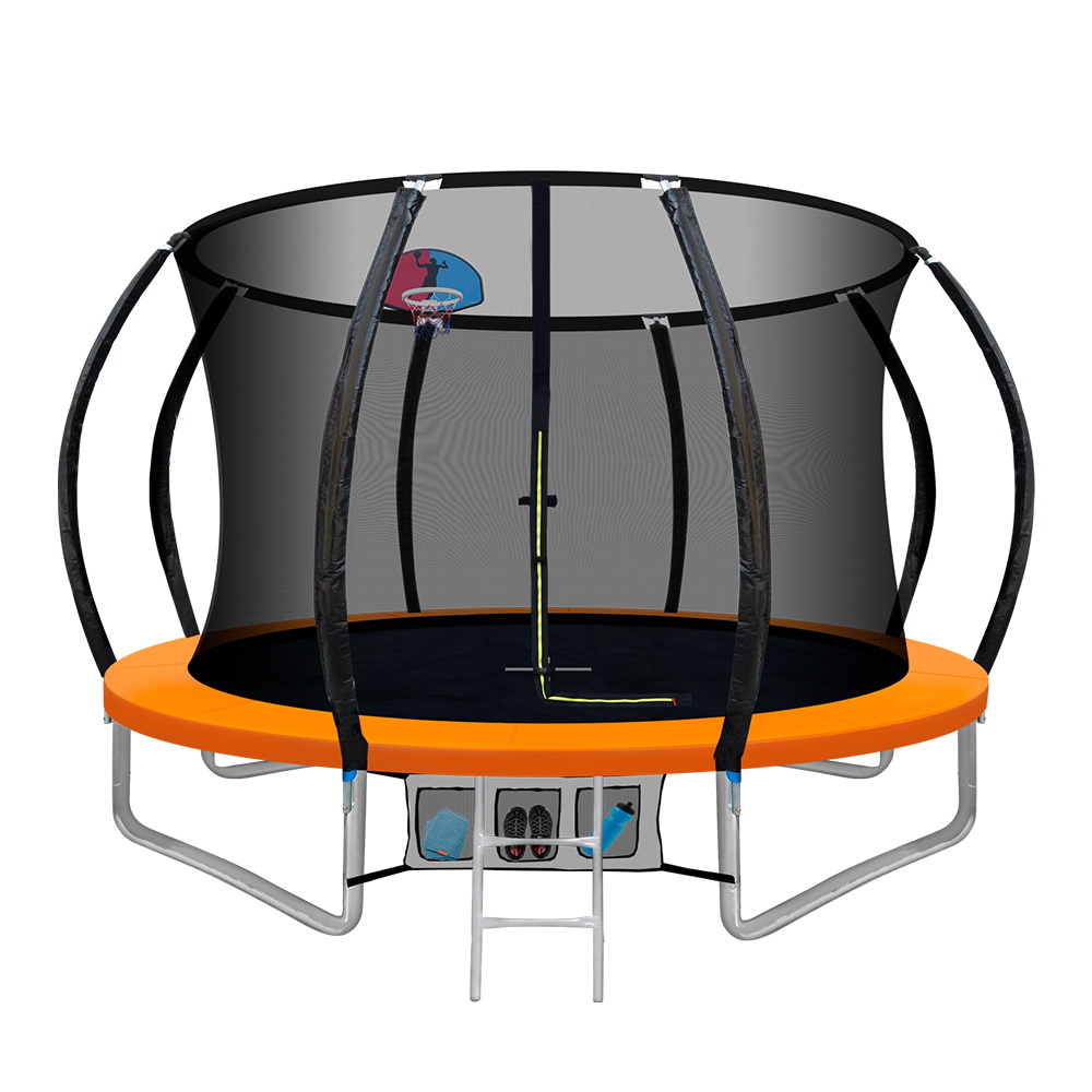 Everfit 10FT Trampoline for Kids w/ Ladder Enclosure Safety Net Rebounder Orange - Image 1