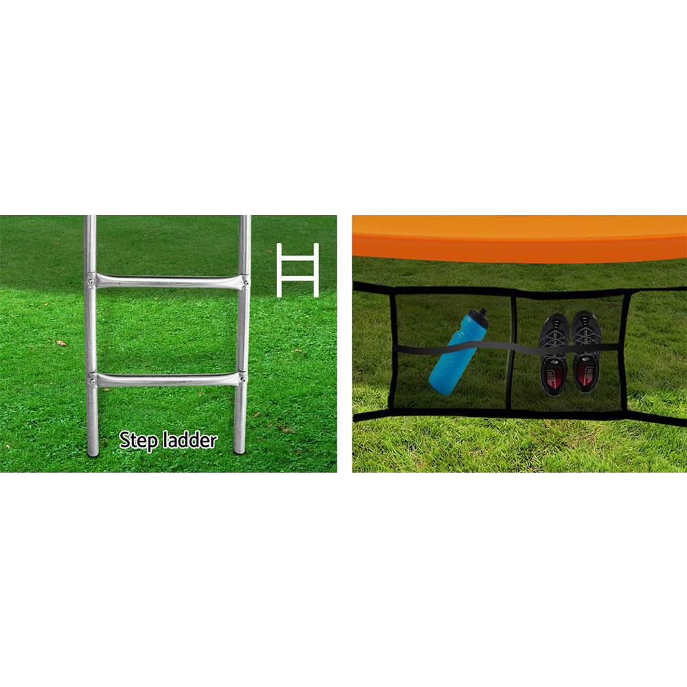 Everfit 12FT Trampoline for Kids w/ Ladder Trampoline Enclosure Safety Net Rebounder Orange - Image 8