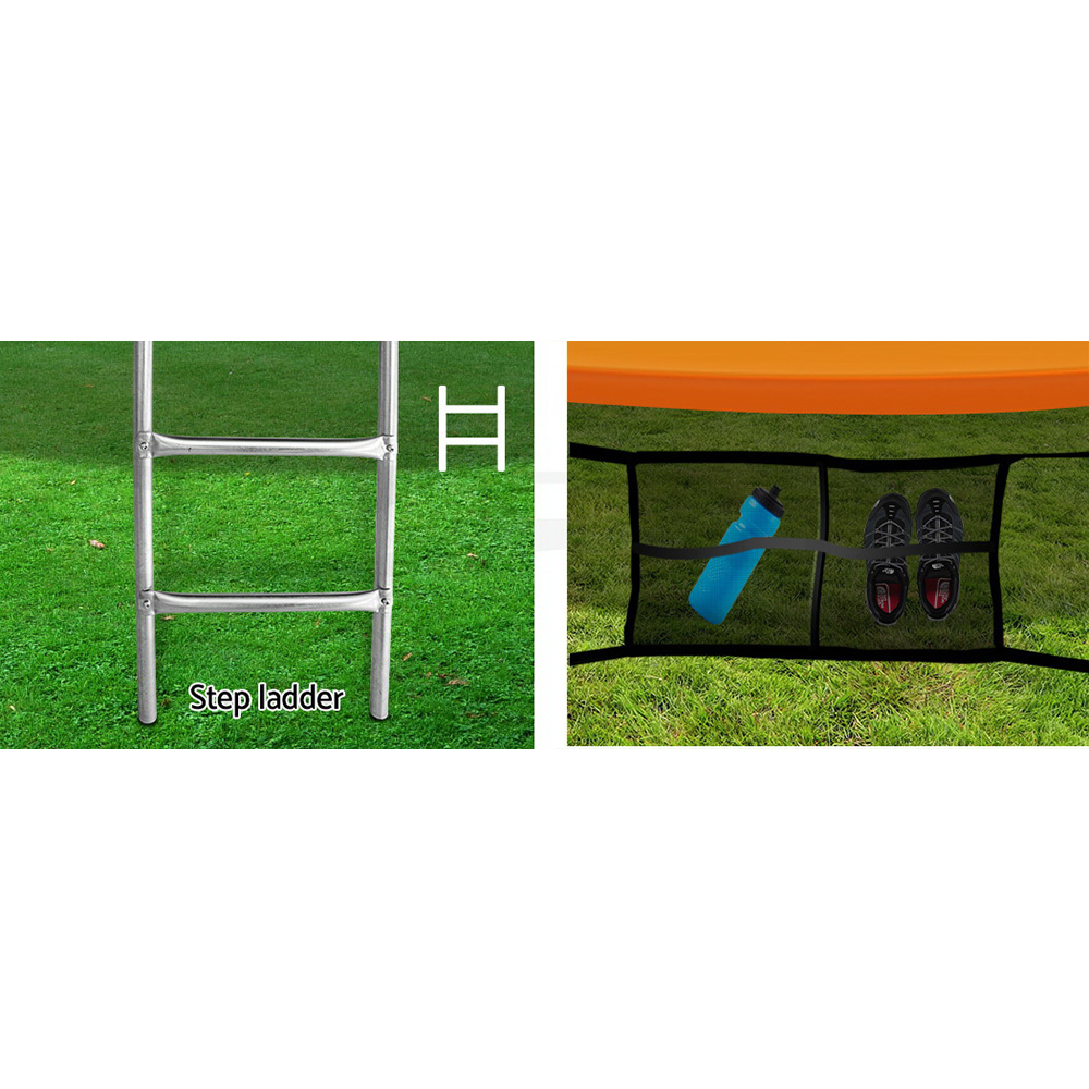 14ft Trampoline Everfit Kids Trampoline Rebounder w/ Ladder Basketball Hoop Orange - Image 8