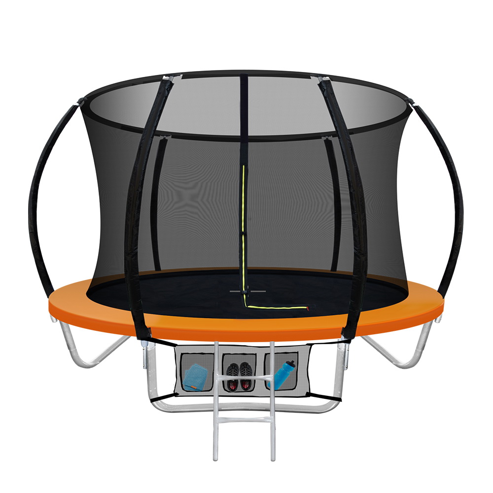 Everfit 8FT Trampoline for Kids w/ Ladder Enclosure Safety Net Rebounder Orange - Image 7