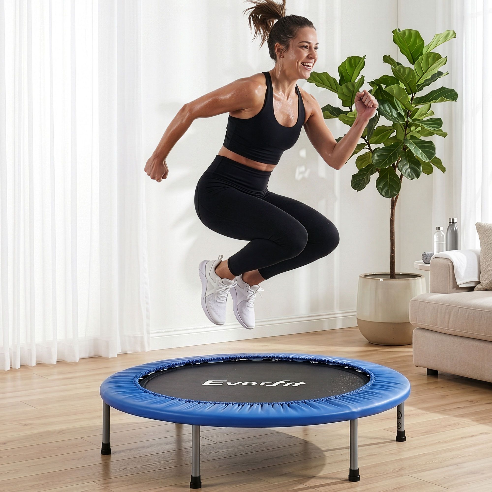 Everfit 40-Inch Fitness Trampoline Rebounder Mini Round Trampoline Home Workouts - Image 1