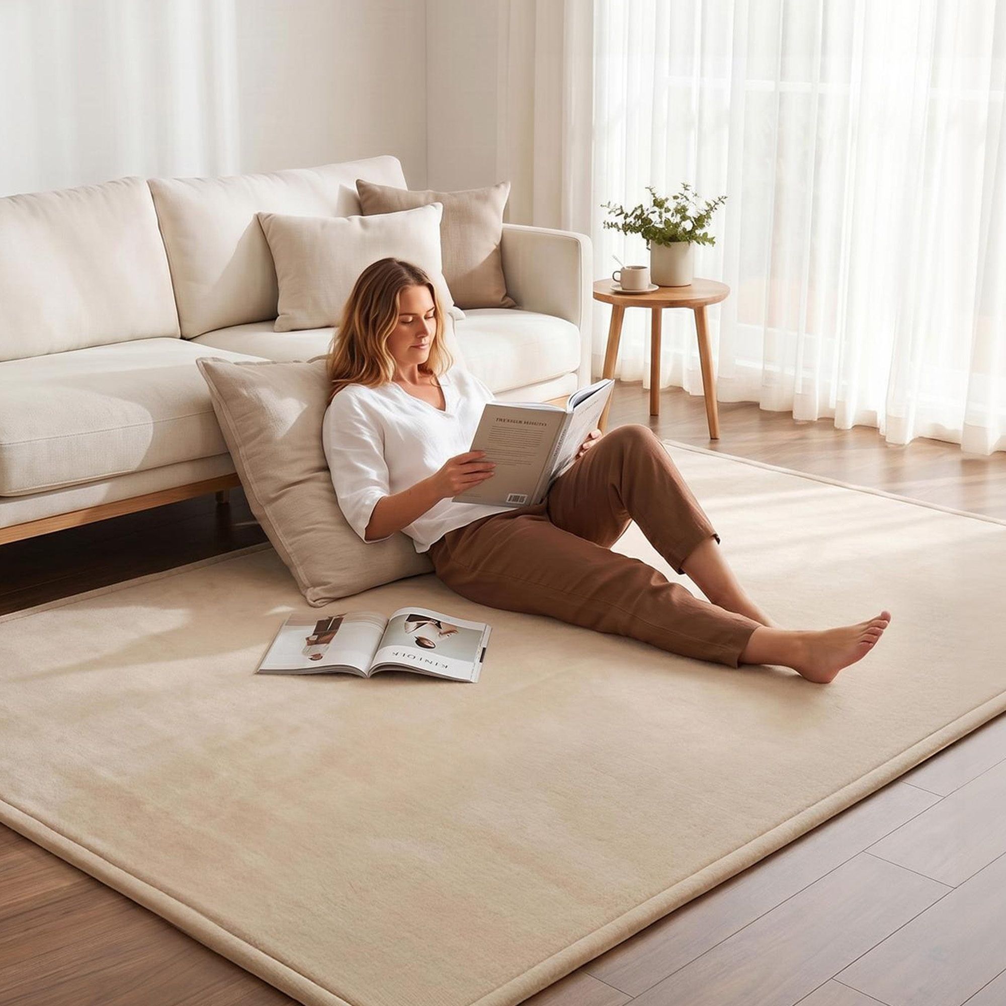 Artiss Tatami Mat Floor Mattress 3cm Thick Futon Mattresses Mellow Mat Rugs Living Room Beige - Image 1