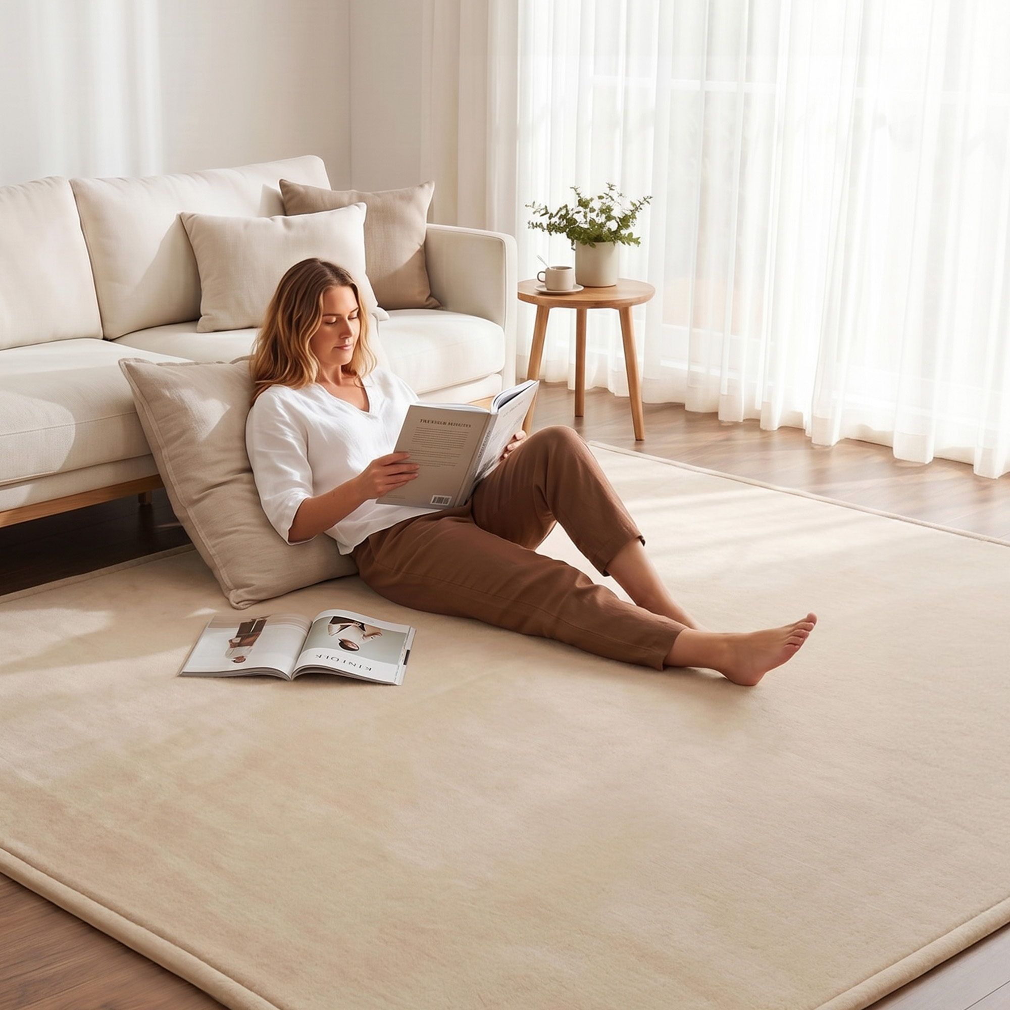 Artiss Tatami Mat Floor Mattress 3cm Thick Futon Mattresses Mellow Mat Rugs Living Room Beige - Image 1