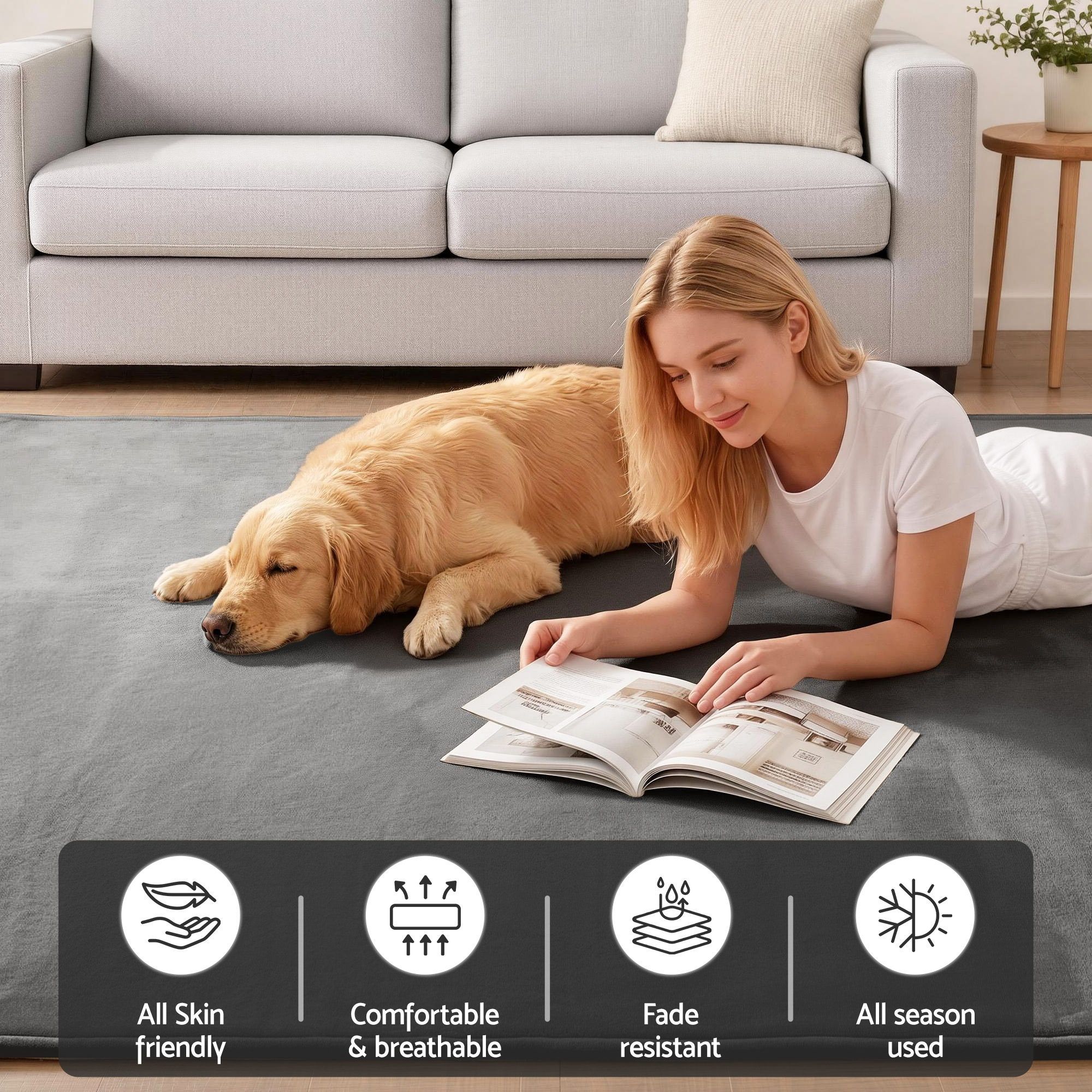 Artiss Tatami Mat Floor Mattress 3cm Thick Futon Mattresses Mellow Mat Rugs Living Room Grey - Image 8