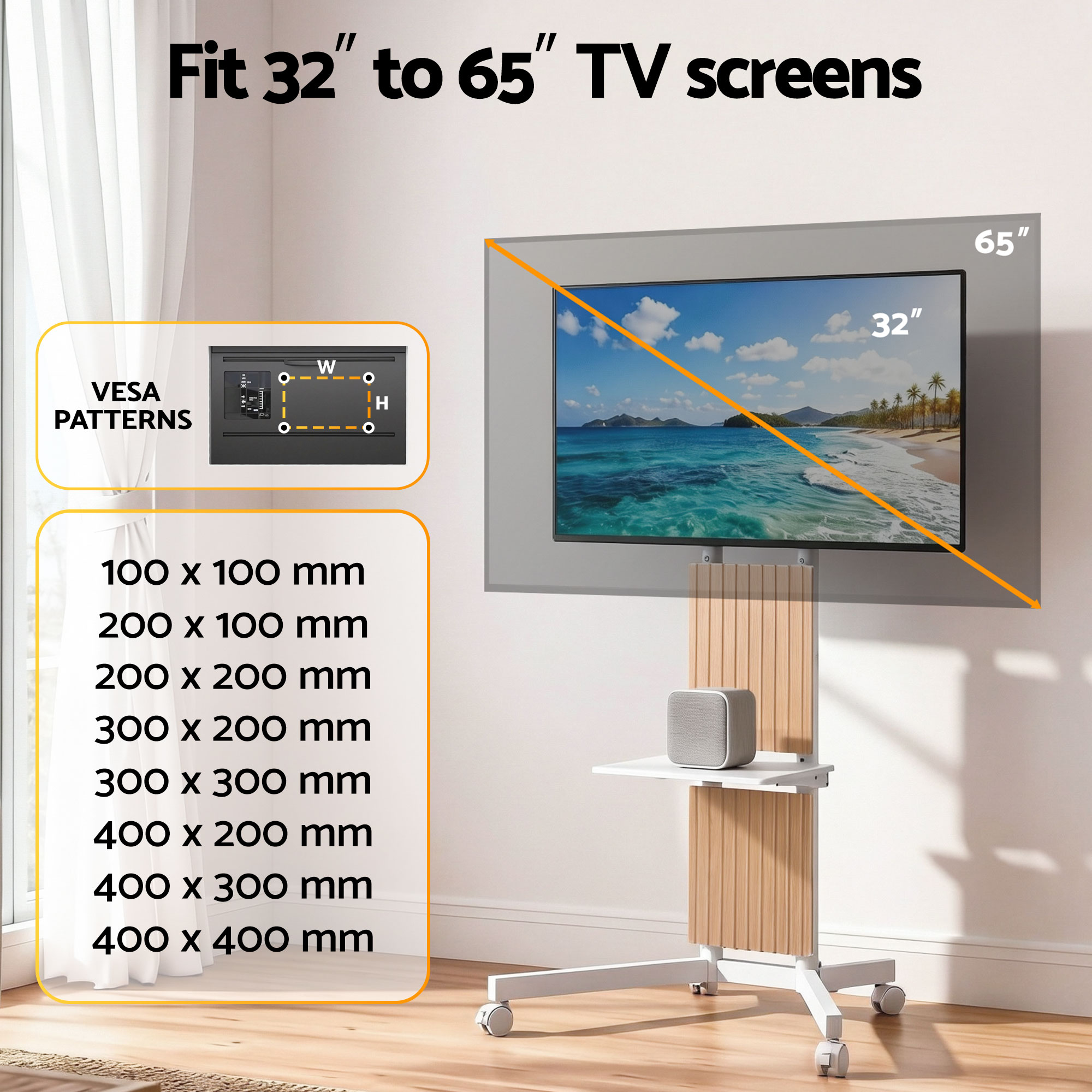 Artiss Mobile TV Floor Stand for 32-65