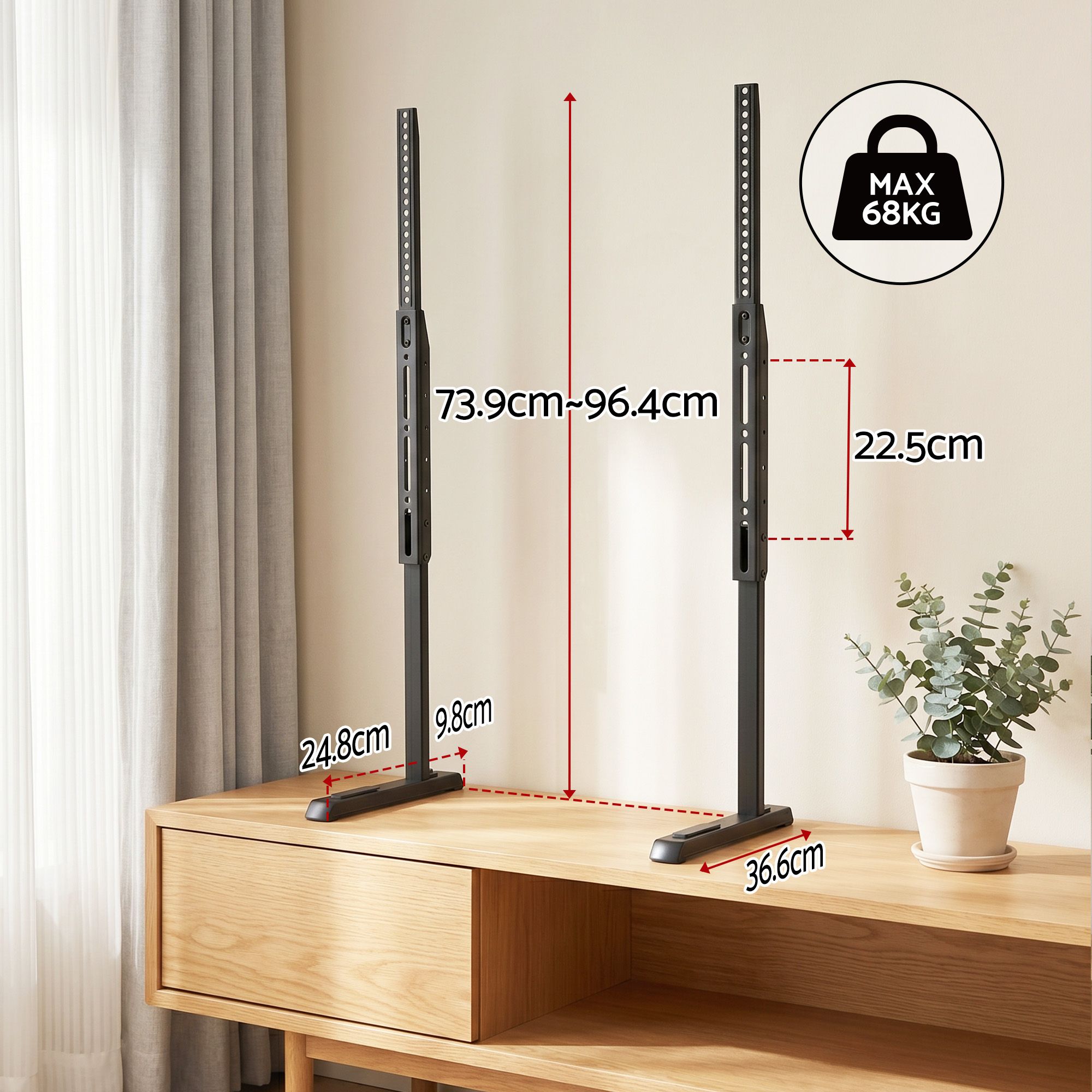 Artiss Universal TV Stand for 24-86 inch TVs LED Screen Table Top Desktop Mount - Image 2