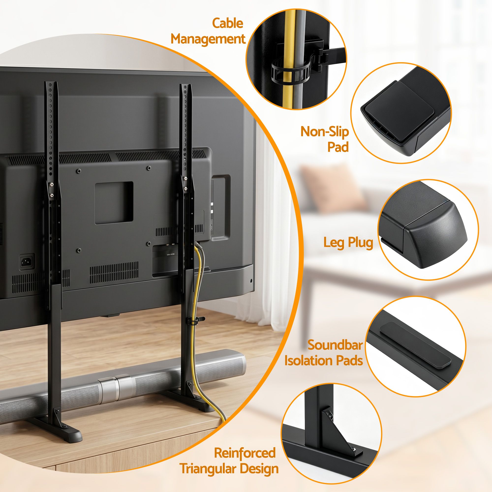 Artiss Universal TV Stand for 24-86 inch TVs LED Screen Table Top Desktop Mount - Image 8
