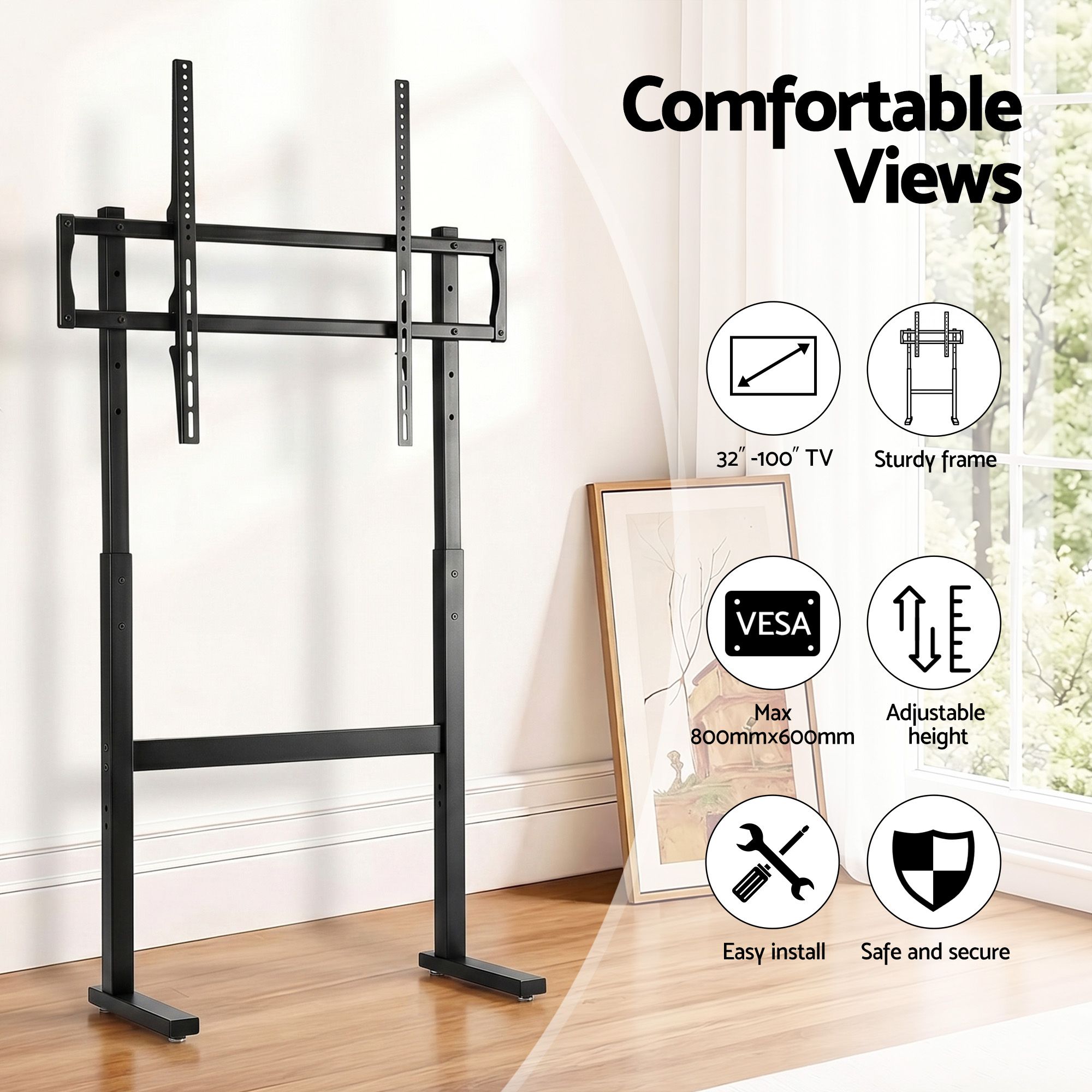 Artiss Universal Floor TV Stand for 32-100 Inch Screens Heavy Duty 40kg Capacity - Image 3