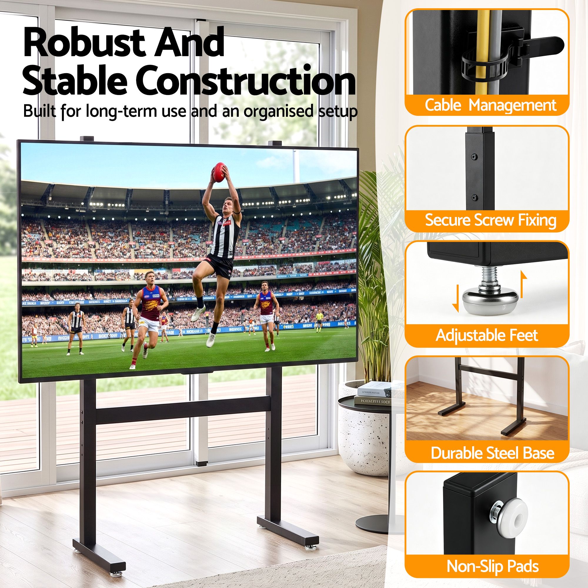 Artiss Universal Floor TV Stand for 32-100 Inch Screens Heavy Duty 40kg Capacity - Image 6