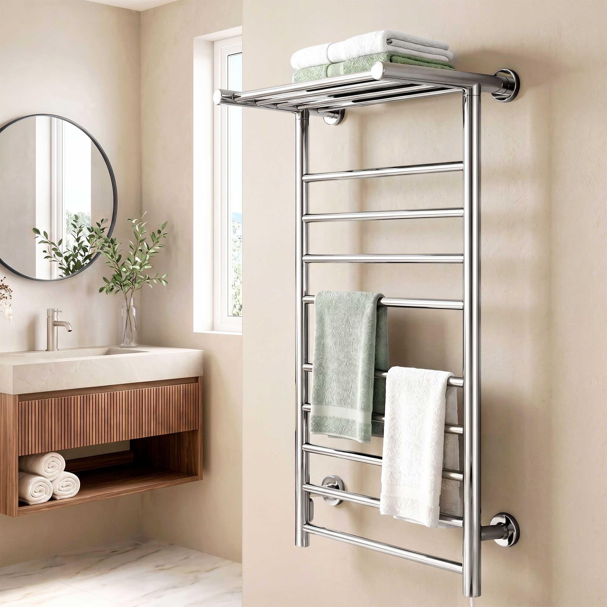 Devanti Electric Heated Towel Rail Rack 14 Bars Wall Mounted Clothes Dry Warmer - Image 7