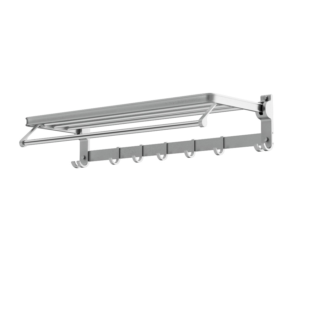 Towel Rail Rack Holder 4 Bars Wall Mounted Aluminium Foldable Hanging Hook - Image 3