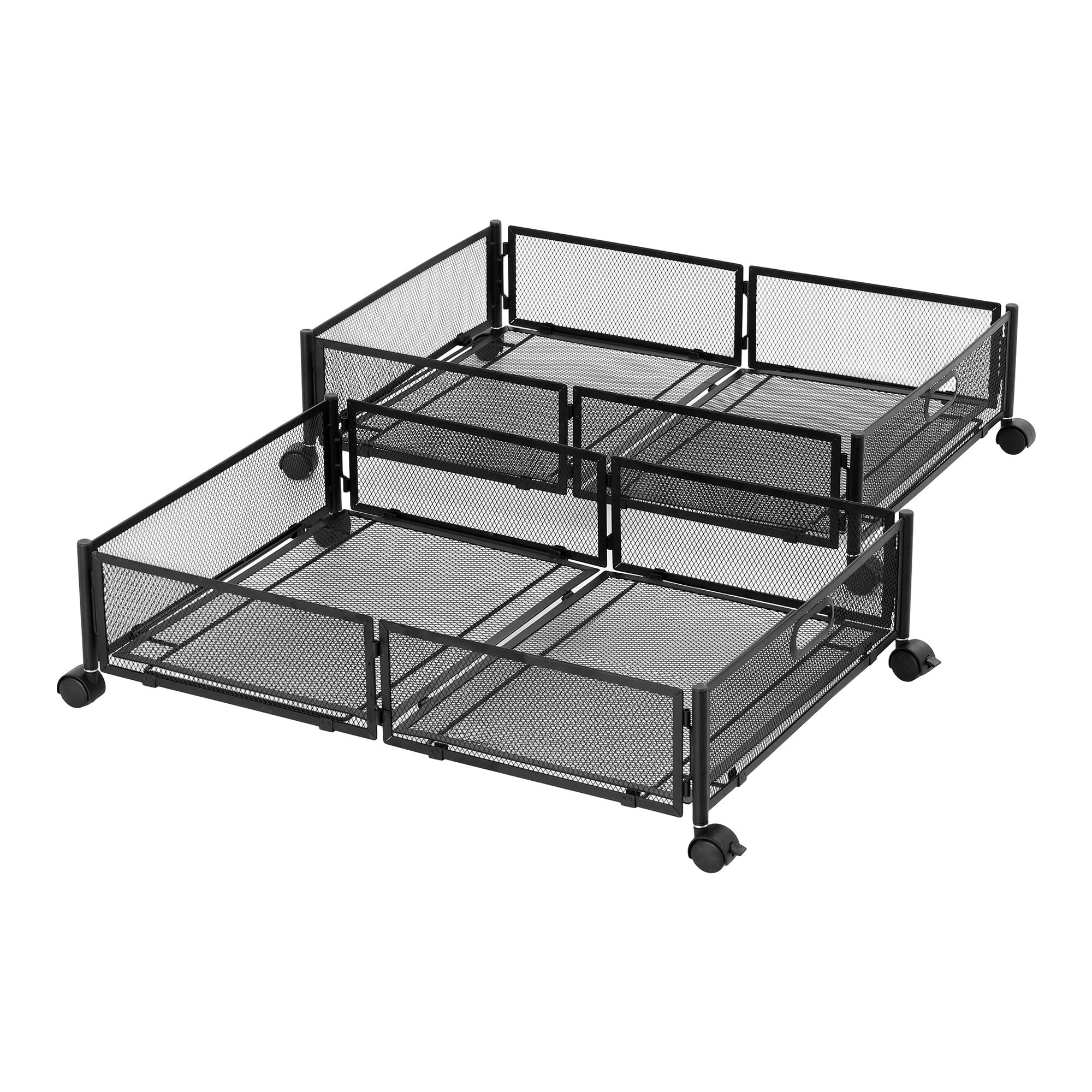 Artiss 2X Under Bed Storage Containers Metal Boxes Quilt Organiser with Wheels - Image 1