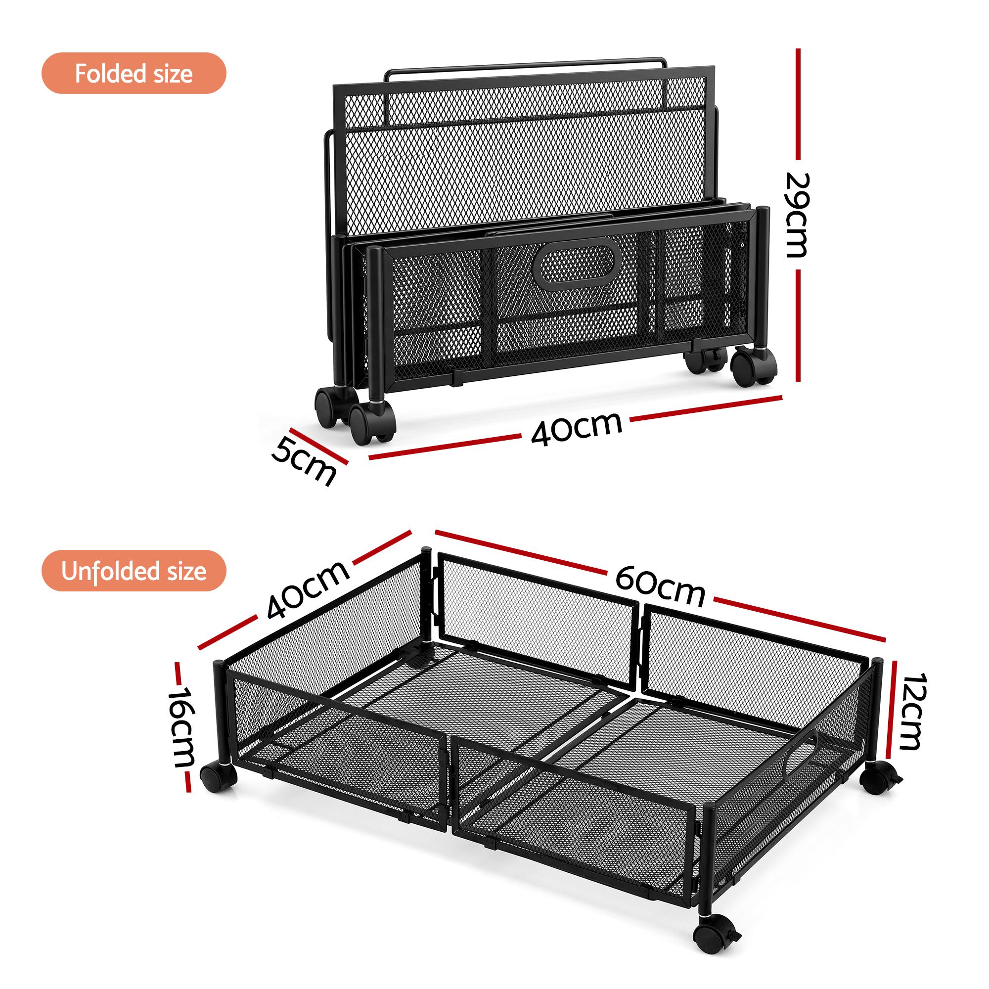 Artiss 2X Under Bed Storage Containers Metal Boxes Quilt Organiser with Wheels - Image 2