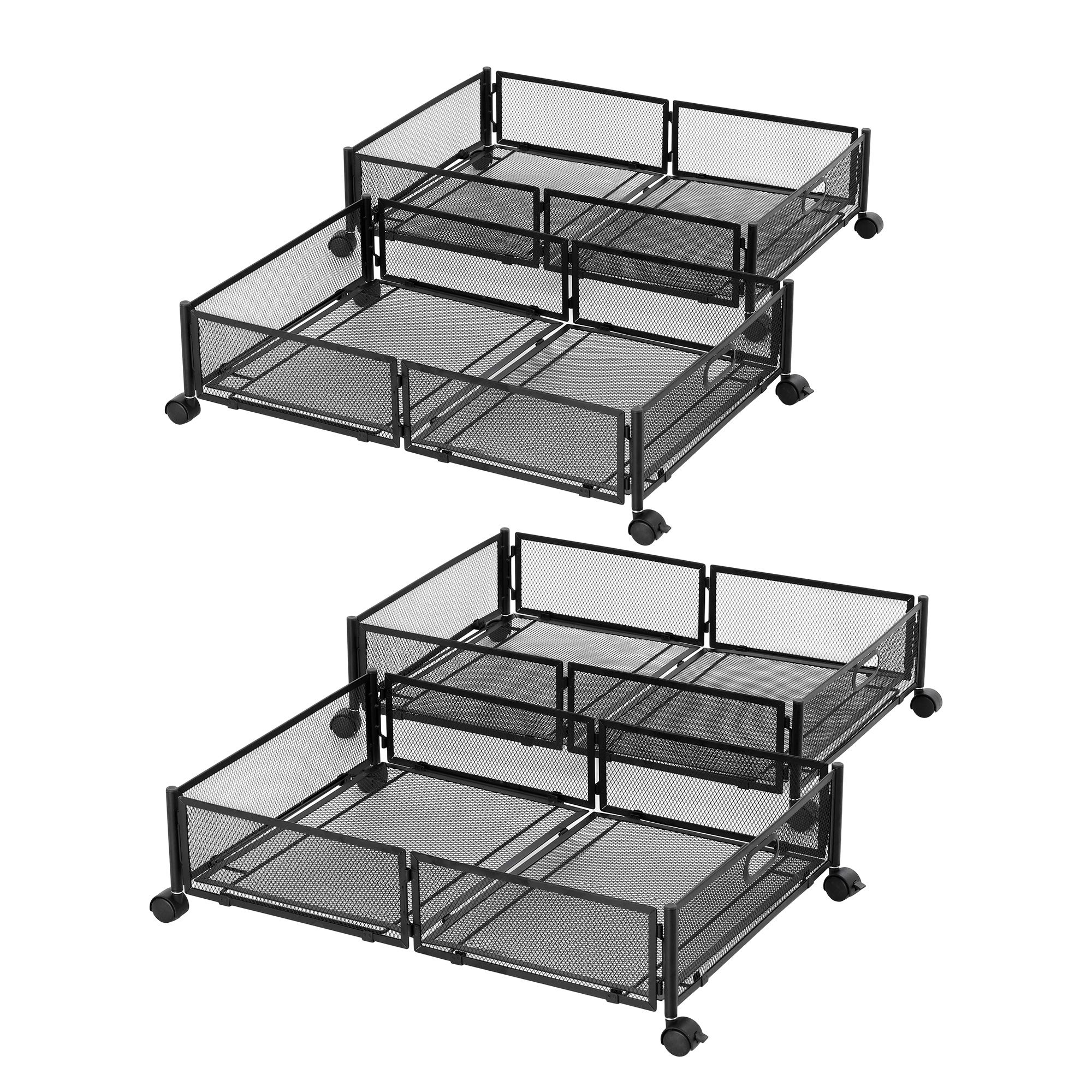 Artiss 4X Under Bed Storage Containers Metal Boxes Quilt Organiser with Wheels - Image 1
