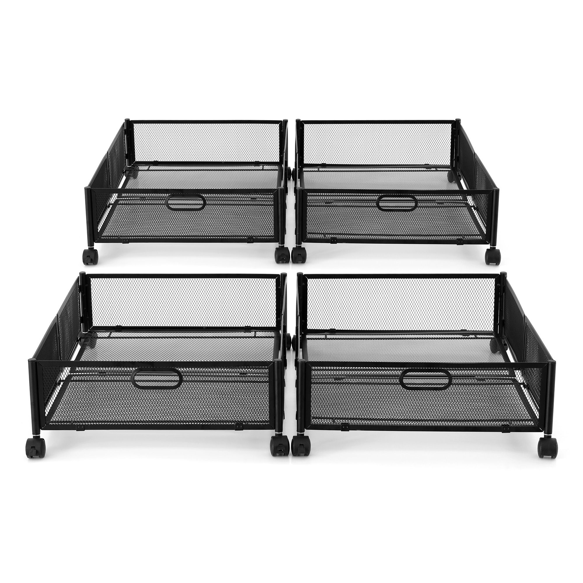 Artiss 4X Under Bed Storage Containers Metal Boxes Quilt Organiser with Wheels - Image 3