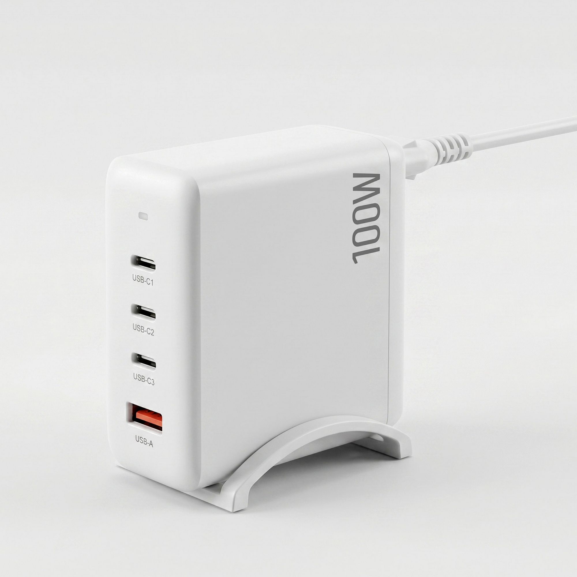 Devanti USB C Charger 100W Fast Charger 4 Port GaN Desktop Station White - Image 1