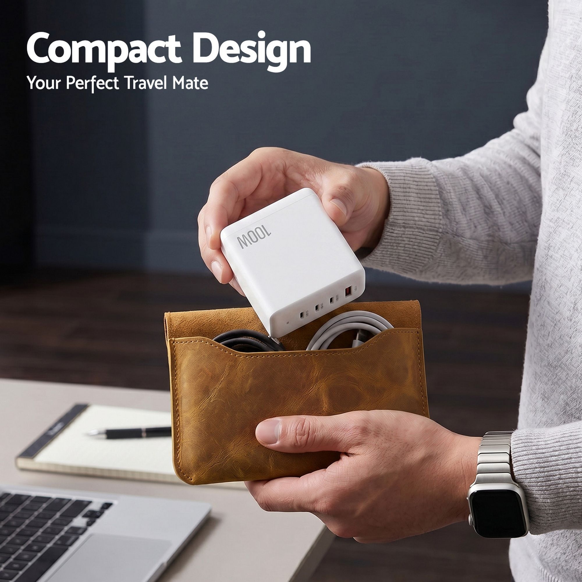 Devanti USB C Charger 100W Fast Charger 4 Port GaN Desktop Station White - Image 6