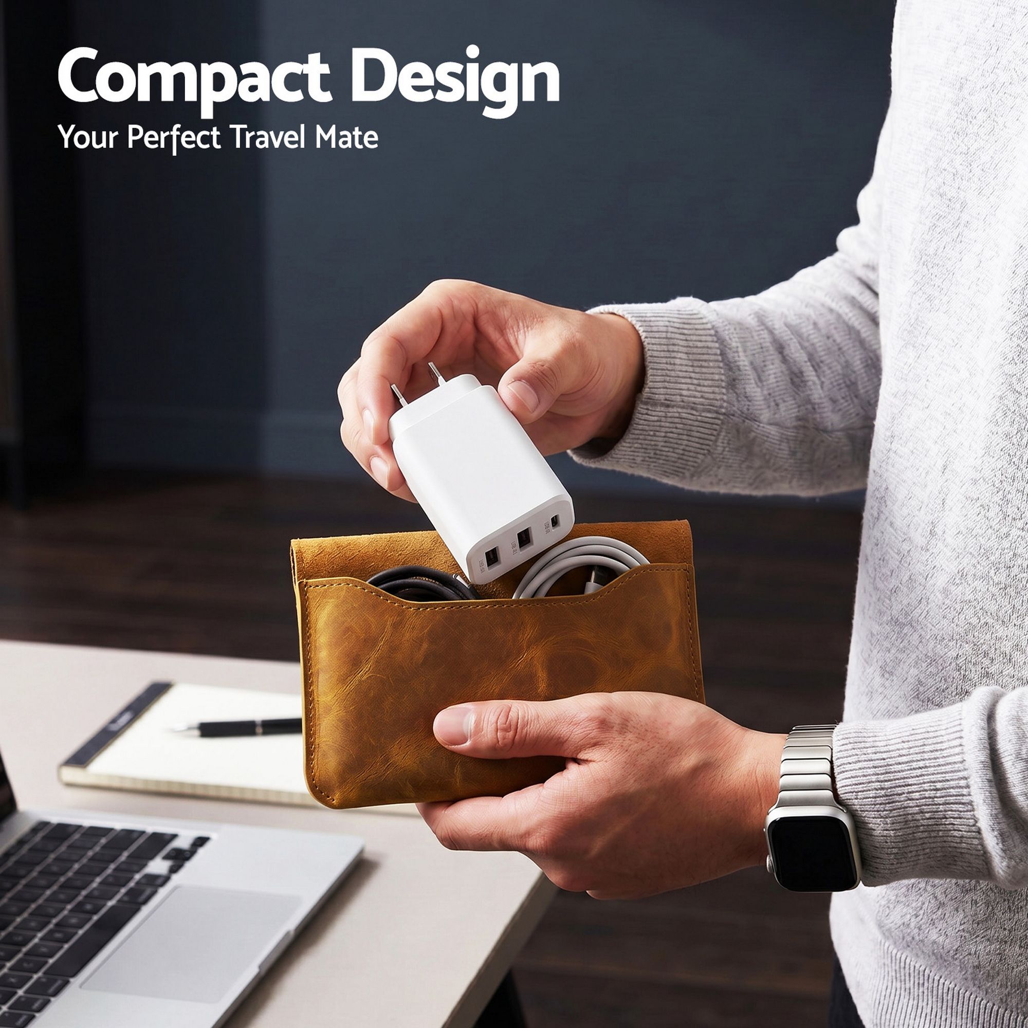 Devanti USB C Charger 30W Fast Charger 3 Port PD Charging Block White - Image 6