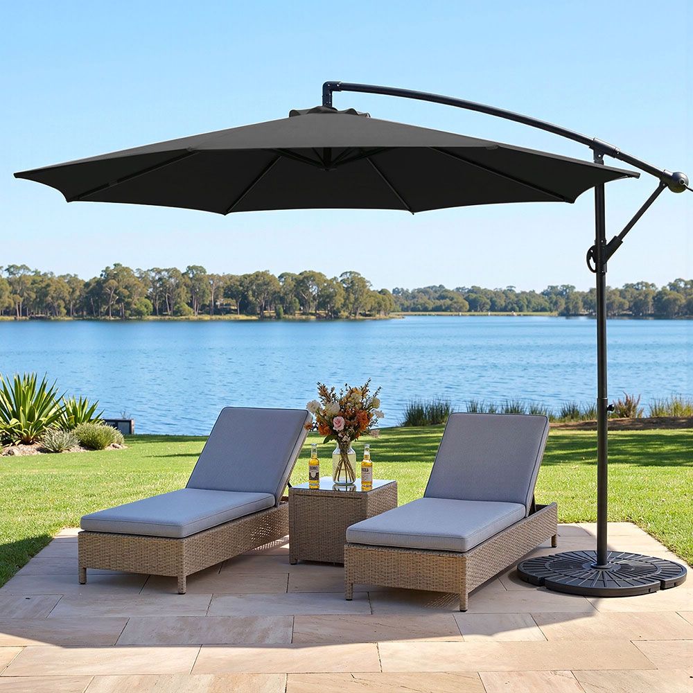 Instahut 3m Outdoor Umbrella Cantilever Beach Garden Patio Black - Image 1