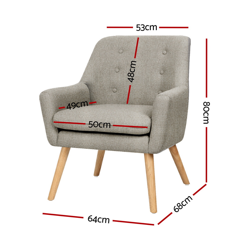 Artiss 2X Armchair Lounge Chair Accent Tub Chair Beige ANNE - Image 2