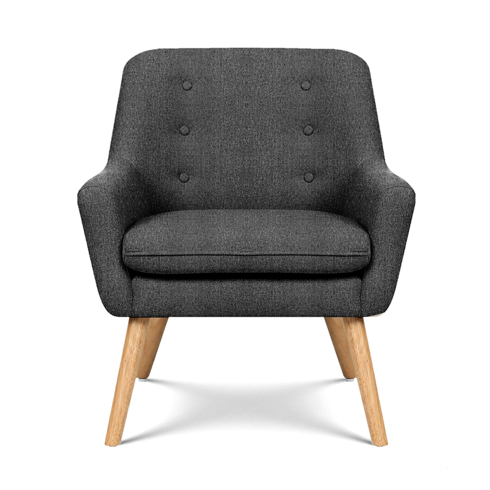 Artiss 2X Armchair Lounge Chair Accent Tub Chair Charcoal ANNE - Image 3