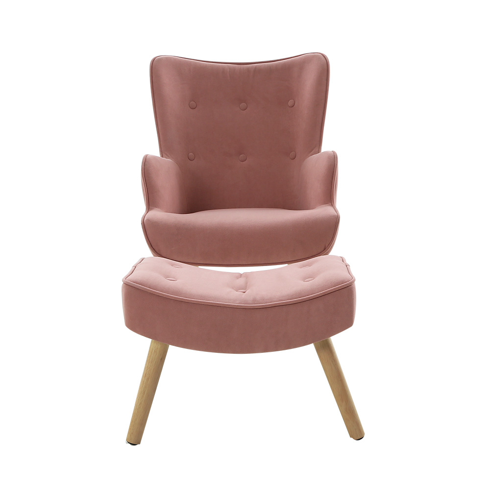 Artiss Armchair Set with Ottoman Pink Lansar - Image 3