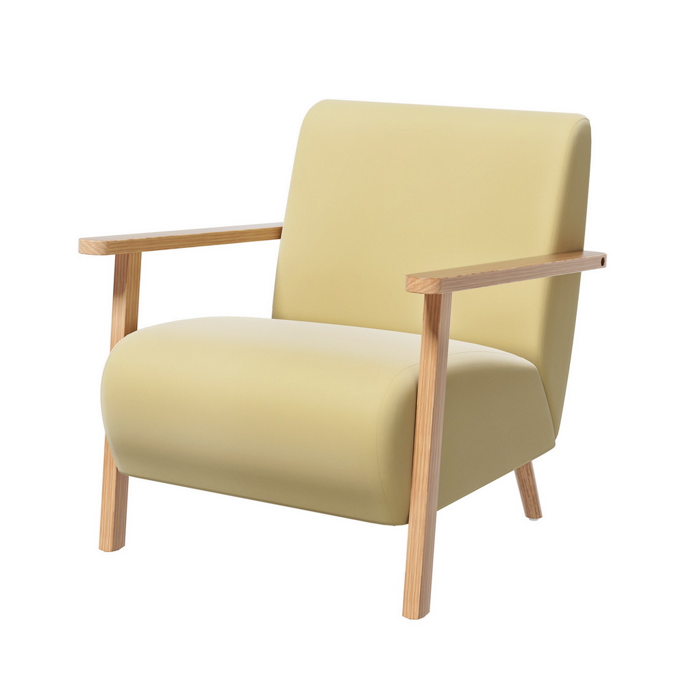 Artiss Armchair Velvet Yellow Olie - Image 1