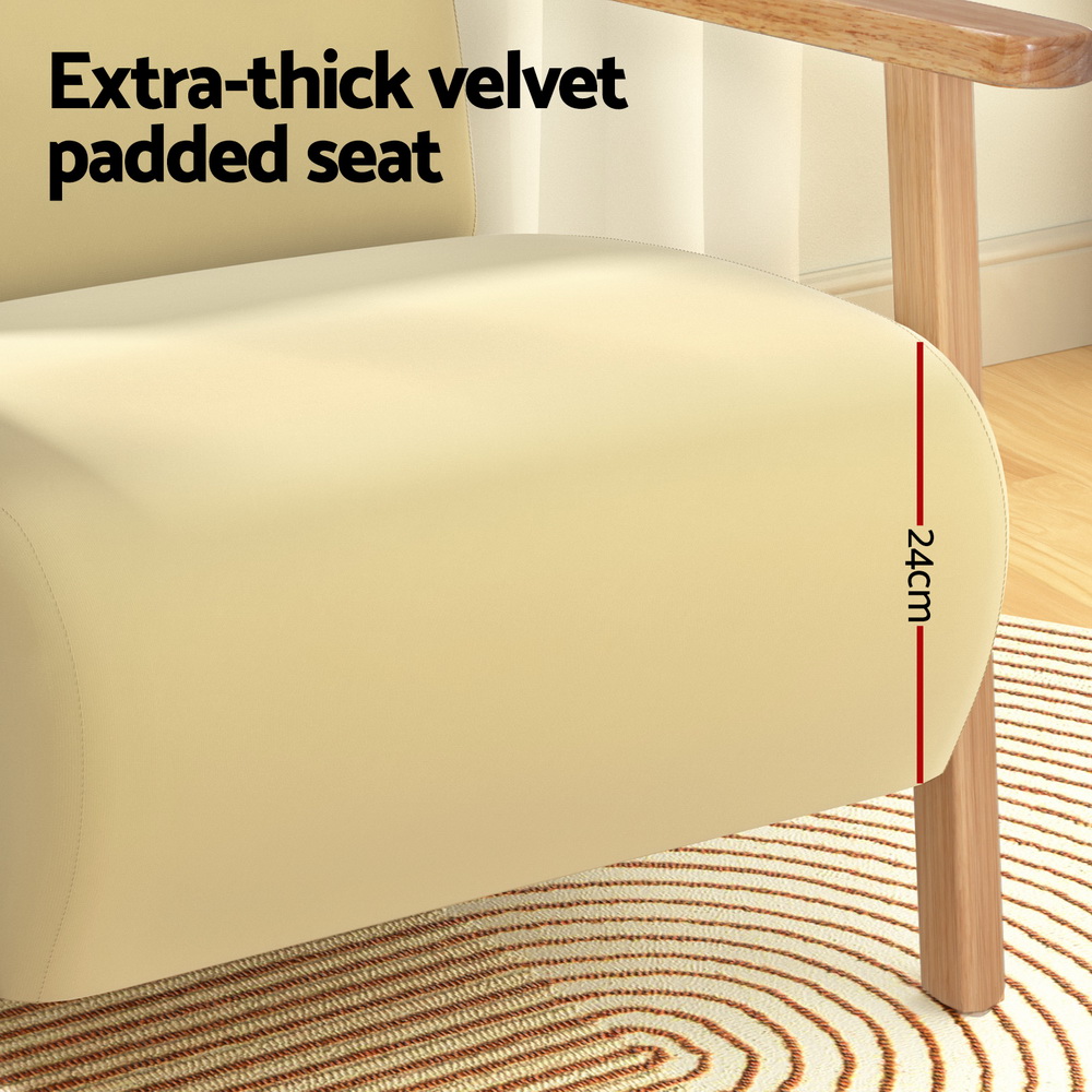 Artiss Armchair Velvet Yellow Olie - Image 5
