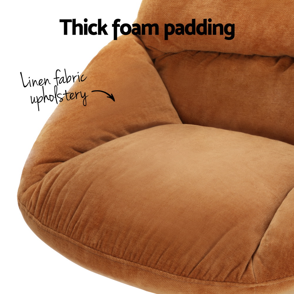 Artiss Armchair Set with Ottoman Linen Fabric Orange Yaro - Image 5