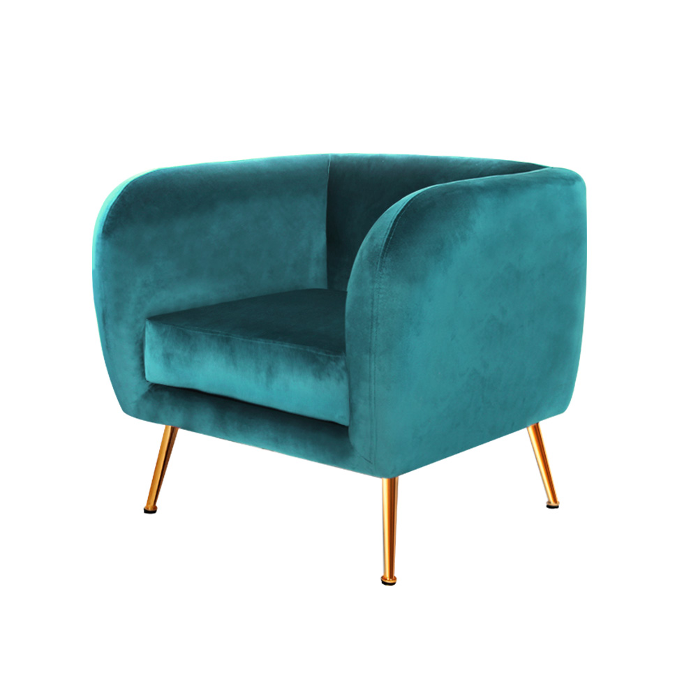 Artiss Armchair Lounge Sofa Arm Chair Accent Chairs Armchairs Couch Velvet Green - Image 7
