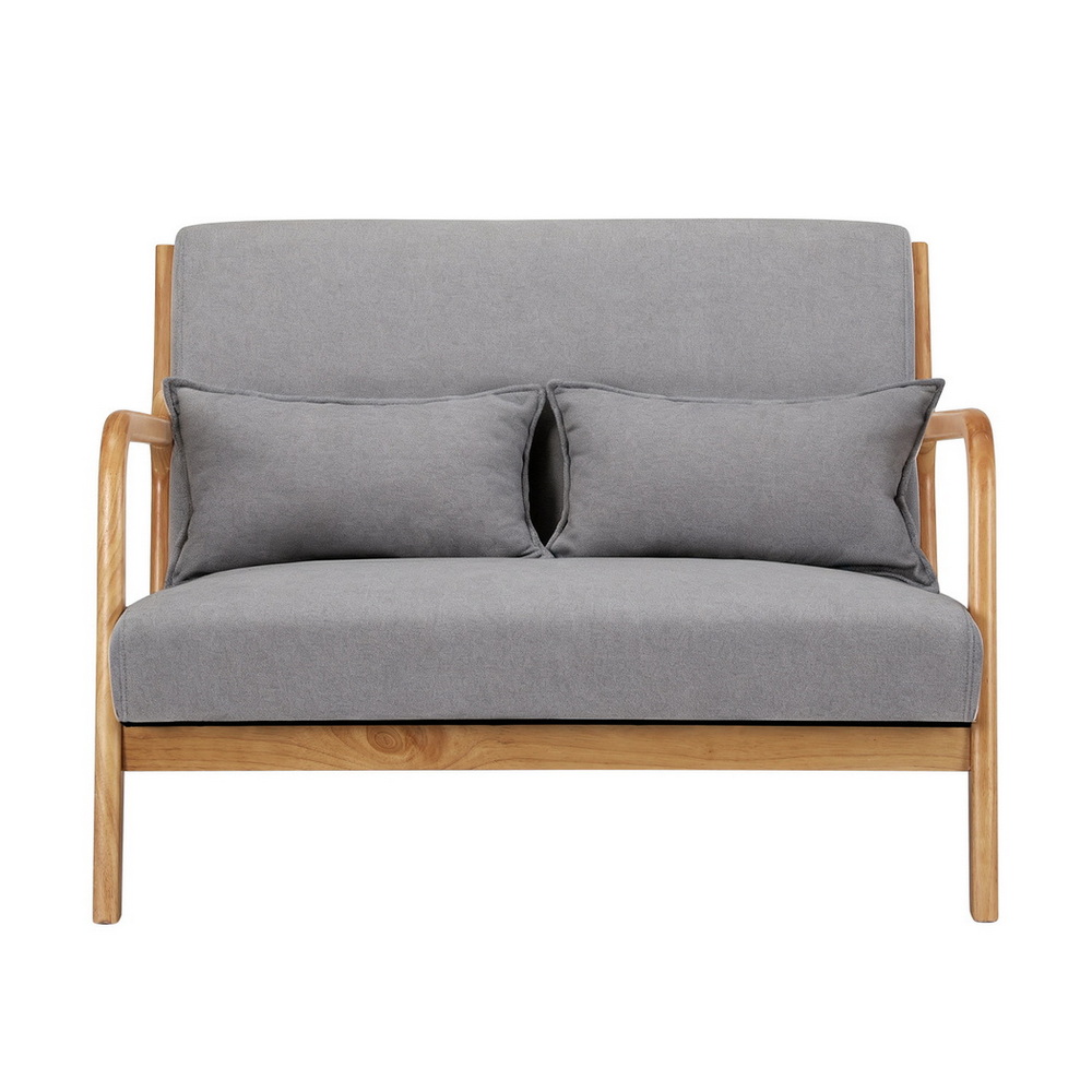 Artiss Armchair 2-seater Loveseat Fabric Grey - Image 3