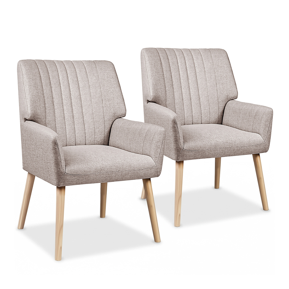 Artiss 2X Armchair Faux Fabric Beige - Image 1