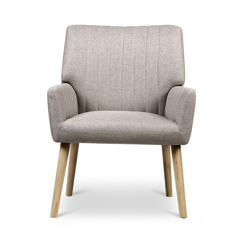 Artiss 2X Armchair Faux Fabric Beige - Image 3